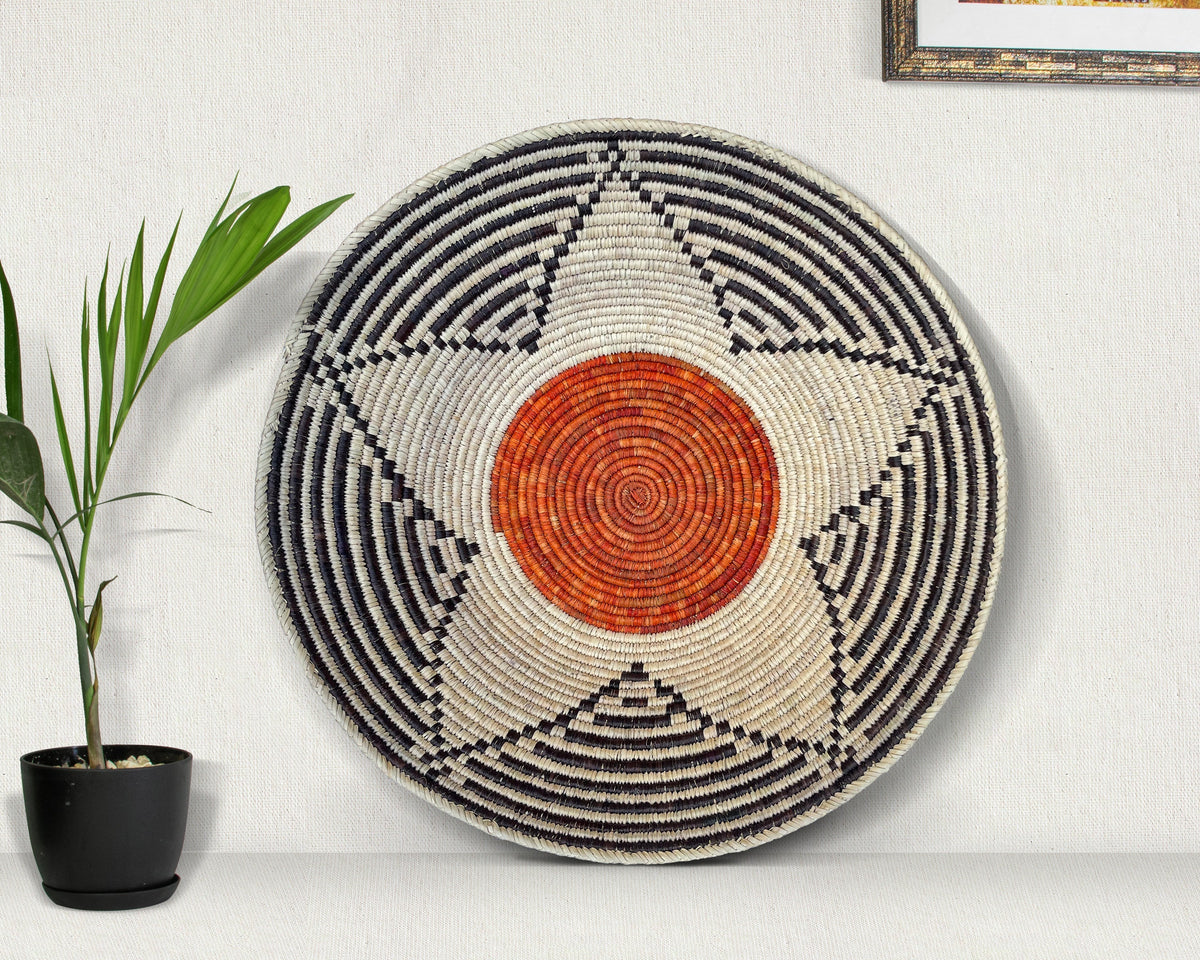 Large handwoven wall basket, 22 inch