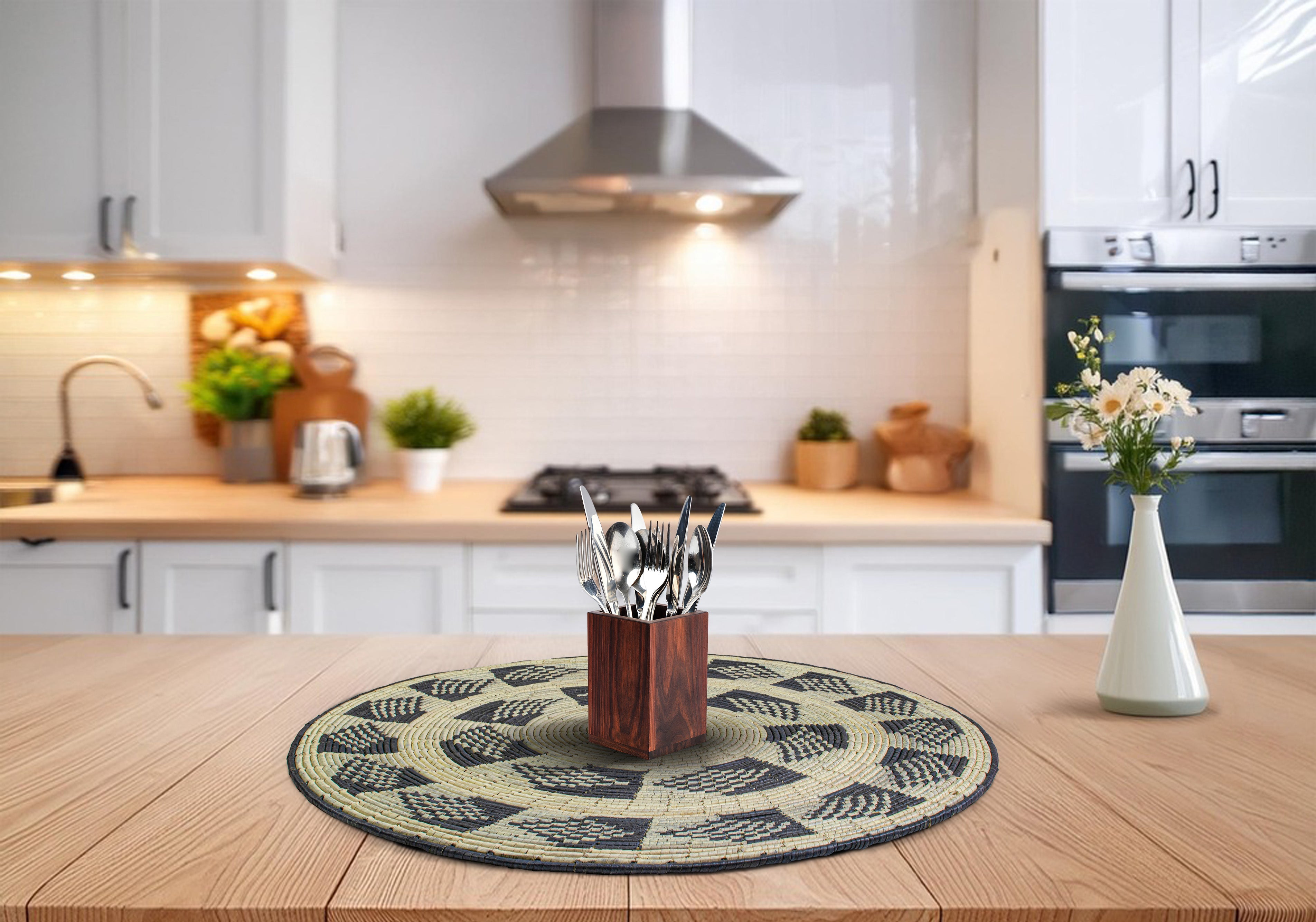 One-of-a-Kind | Feather Black 24" Flat Wall Basket - MT-1904-24