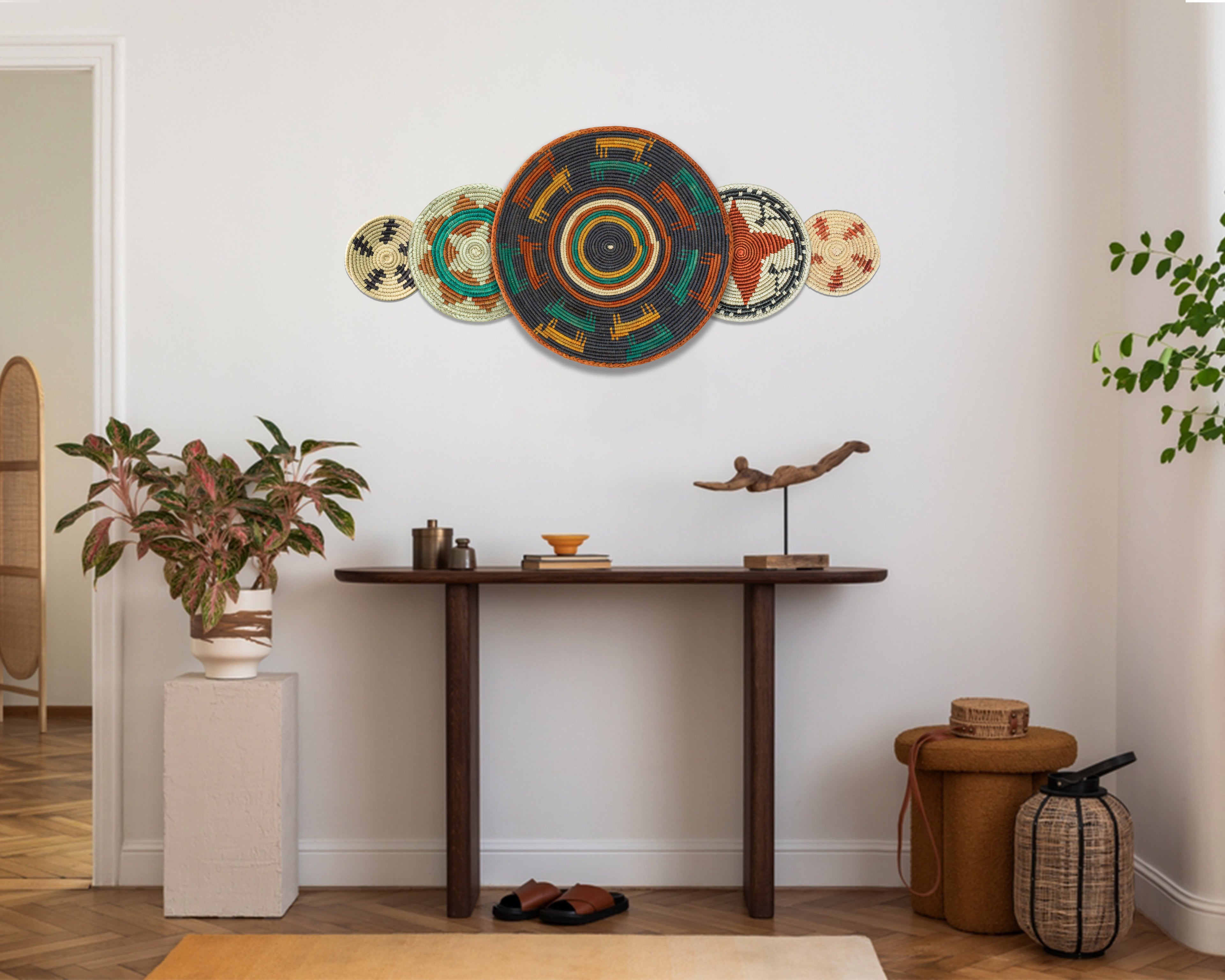 Set of 5 Handwoven wall baskets SET-66-5 N