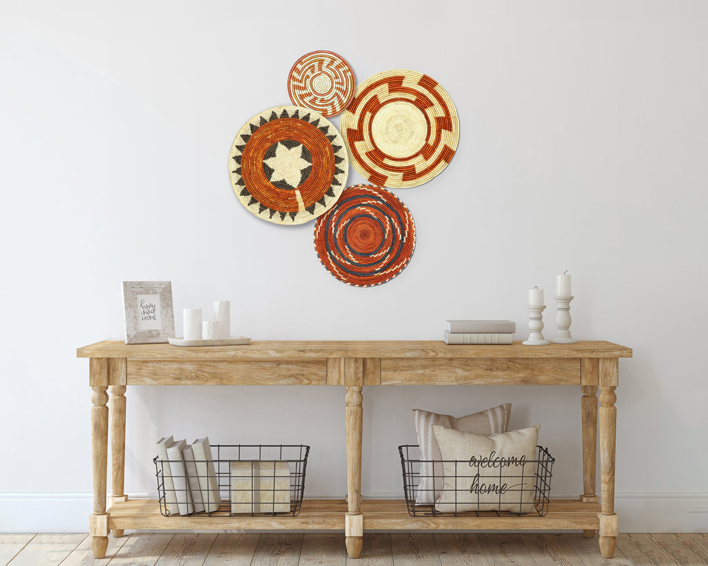 Set of 4 Handwoven wall baskets SET-226-4 N