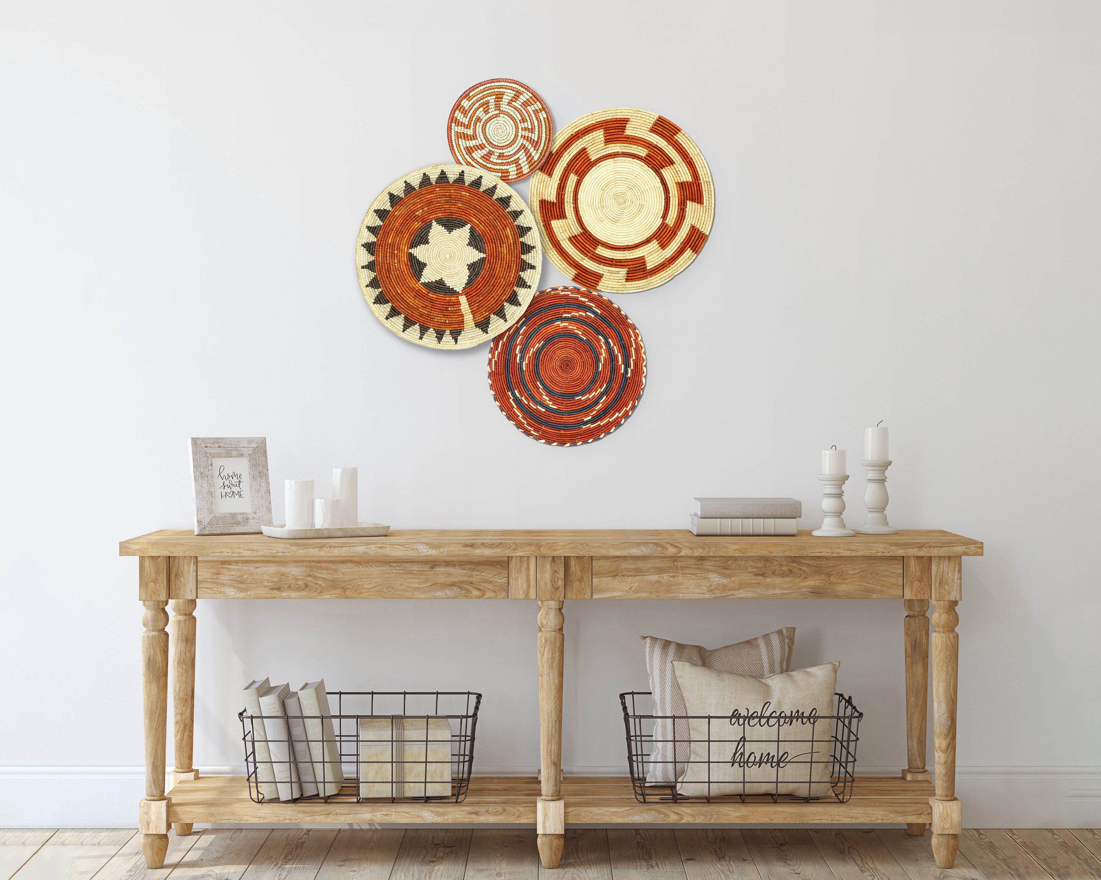 Set of 4 Handwoven wall baskets SET-226-4 N