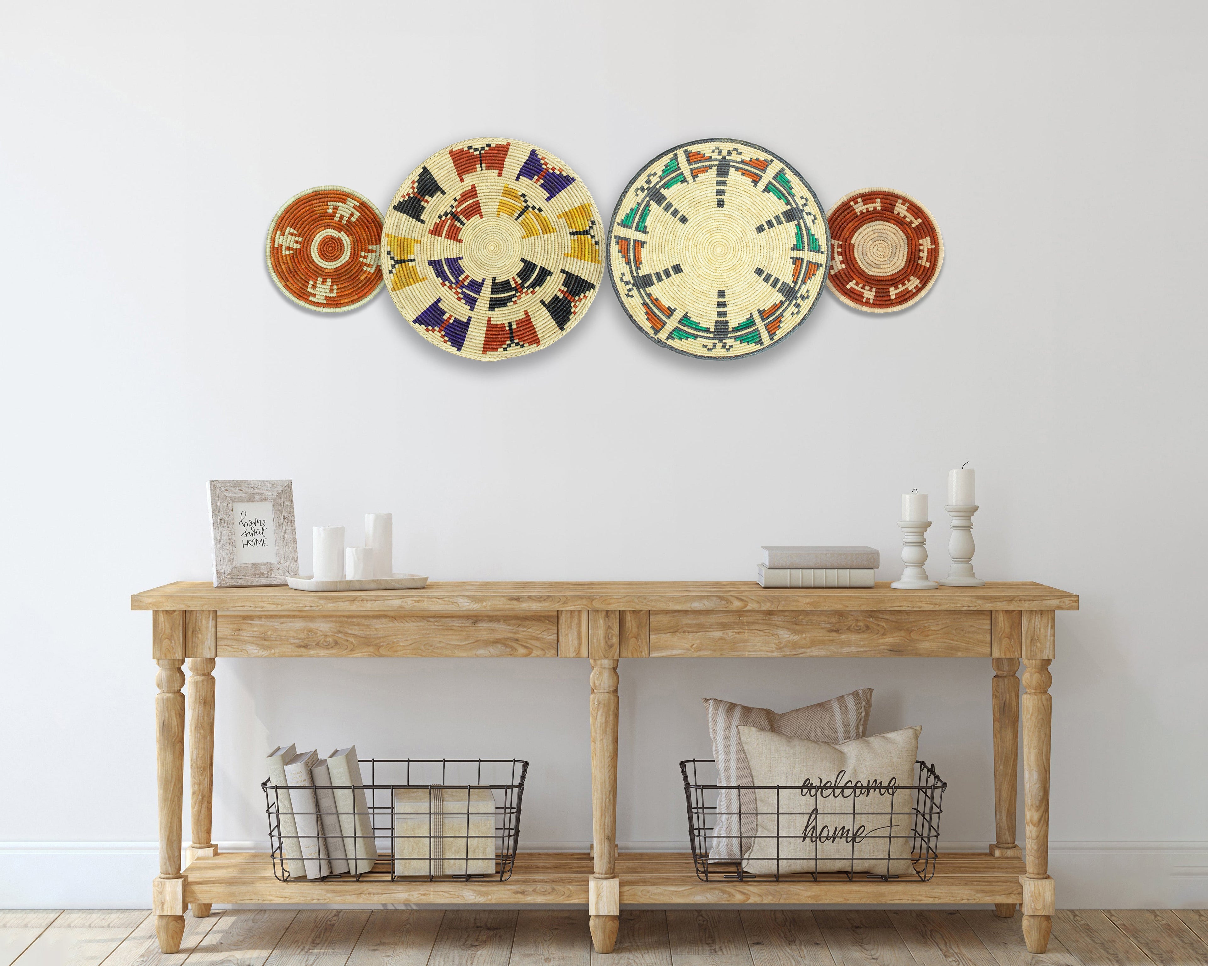 Set of 4 Handwoven wall baskets SET-227-4 N