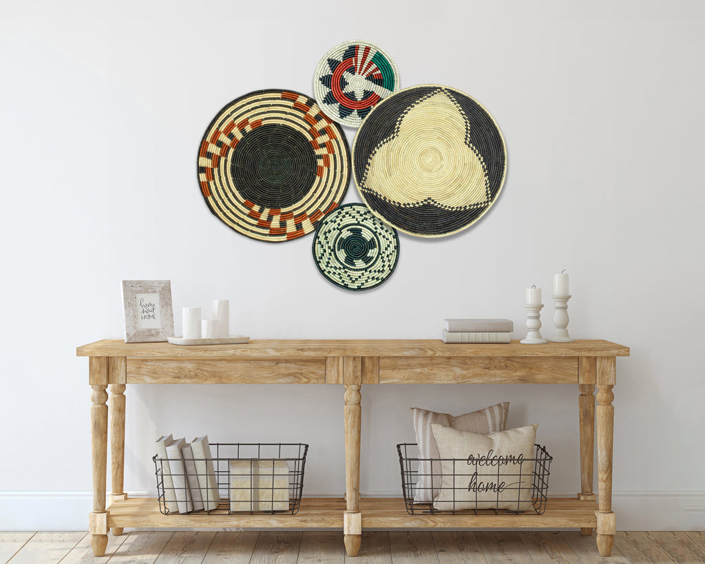 Set of 4 Handwoven wall baskets SET-232-4 N