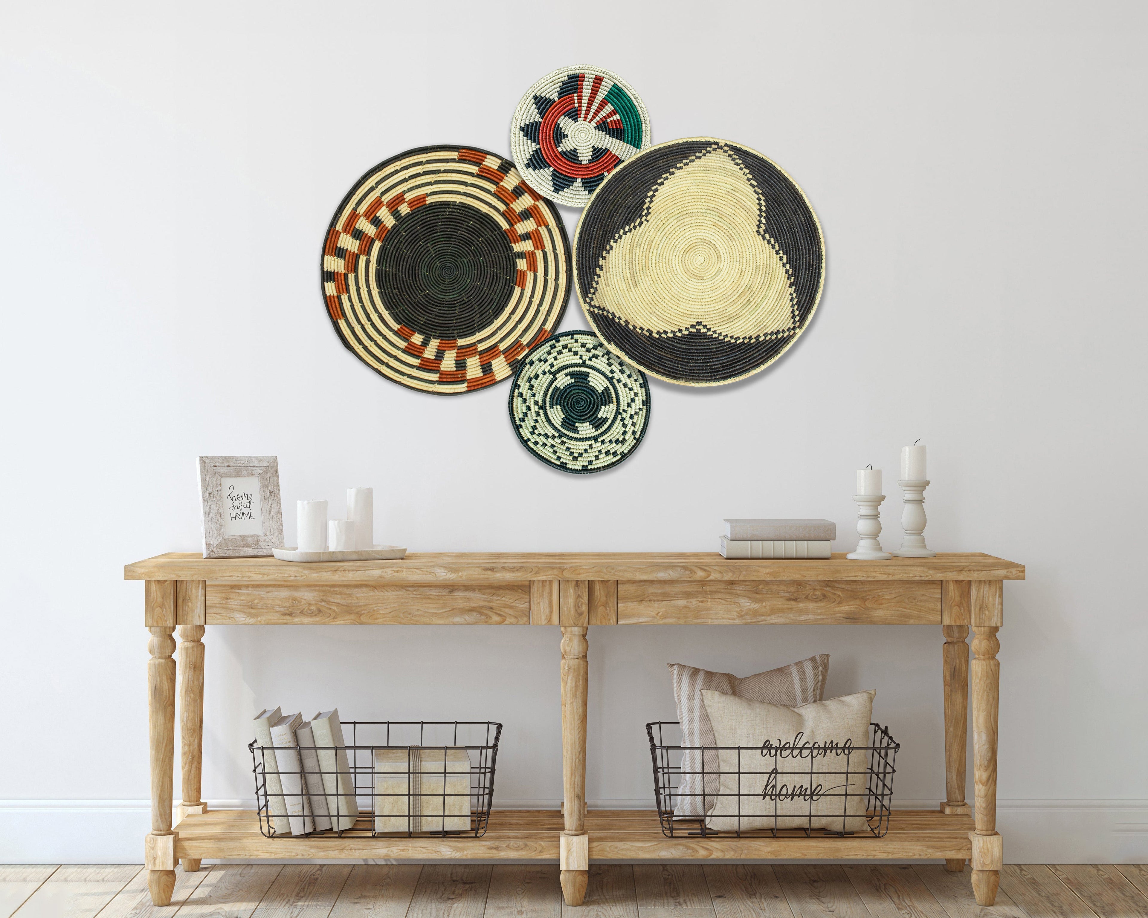 Set of 4 Handwoven wall baskets SET-232-4 N