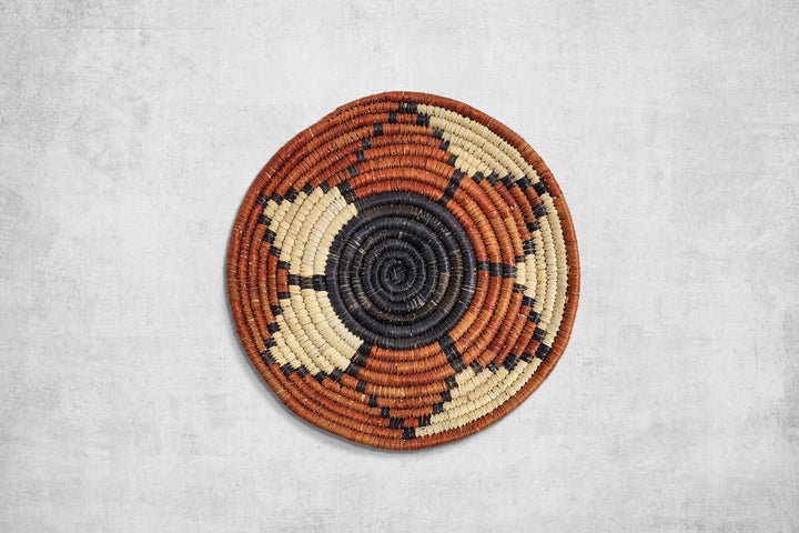 Authentic Handmade Navajo Inspired Wall Plate, Rustic Navajo Basket, Authentic Southwest Decor, 14" Palm Leaves Wall Basket Decor