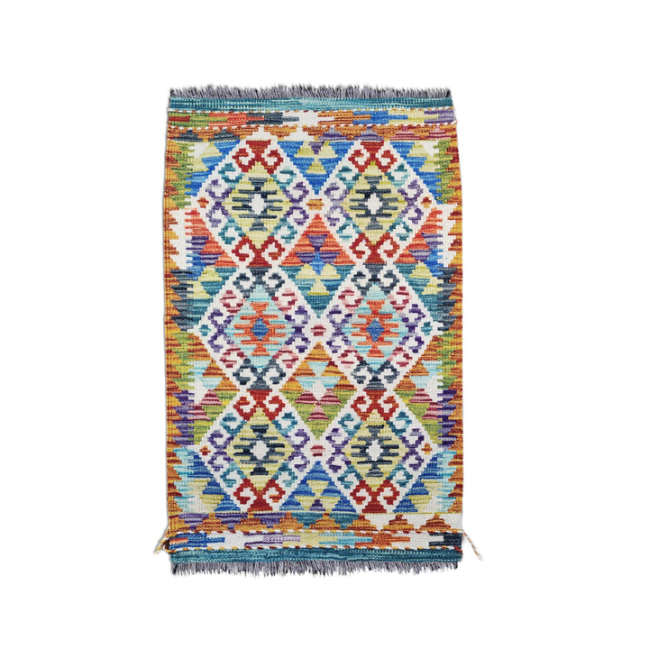 Traditional Multicolor Abstract 3.5 x 2 Ft Kilim Rug