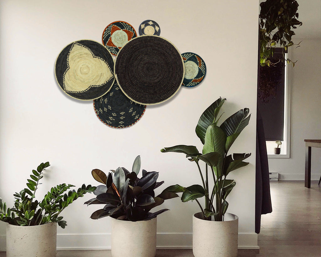 Set of 6 Handwoven wall baskets SET-273-6 N