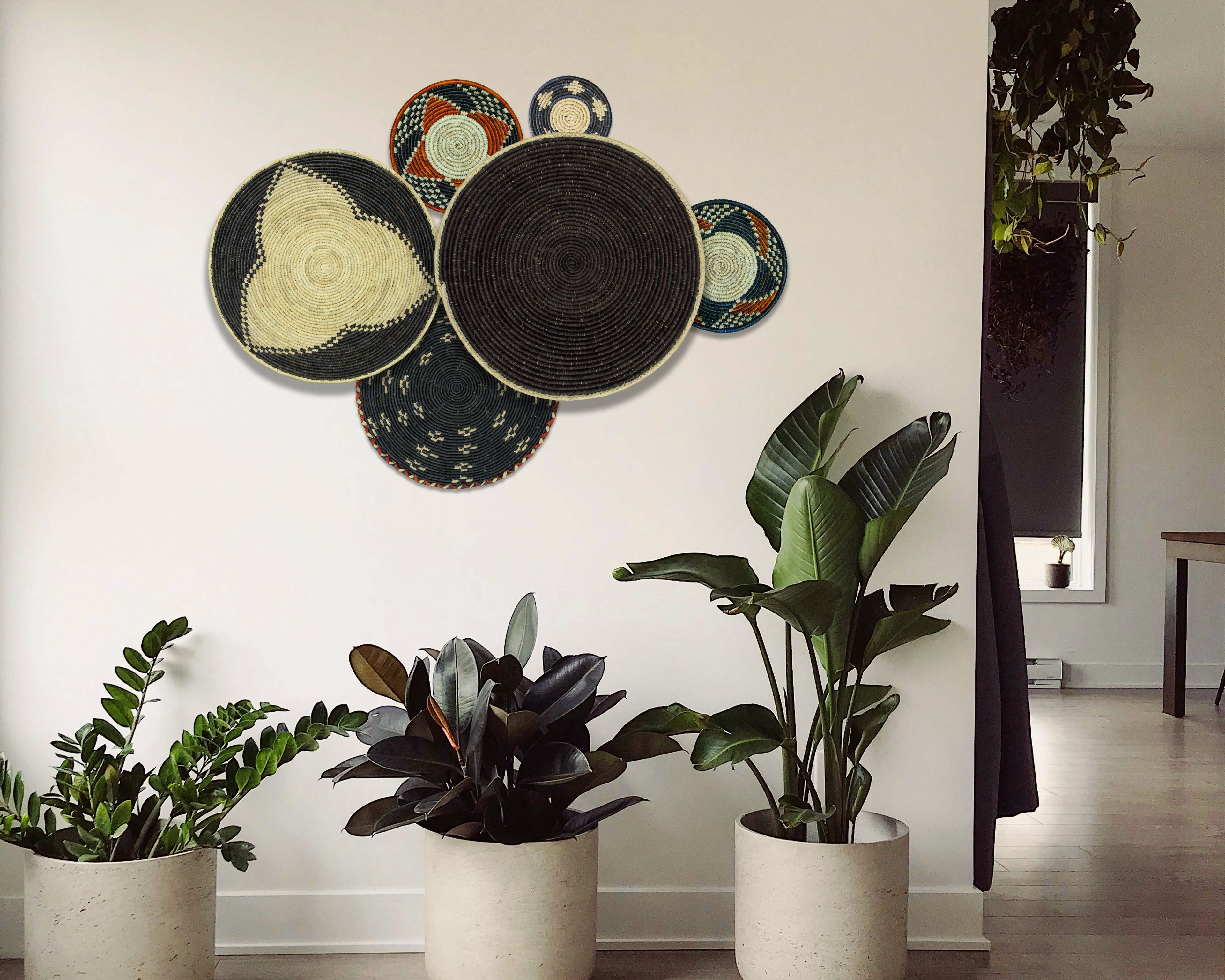 Set of 6 Handwoven wall baskets SET-273-6 N