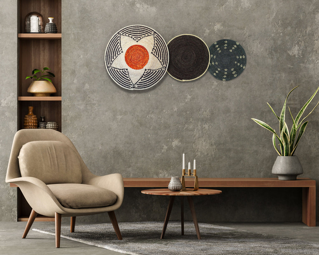 Set of 3 Handwoven wall baskets SET-205-3 N