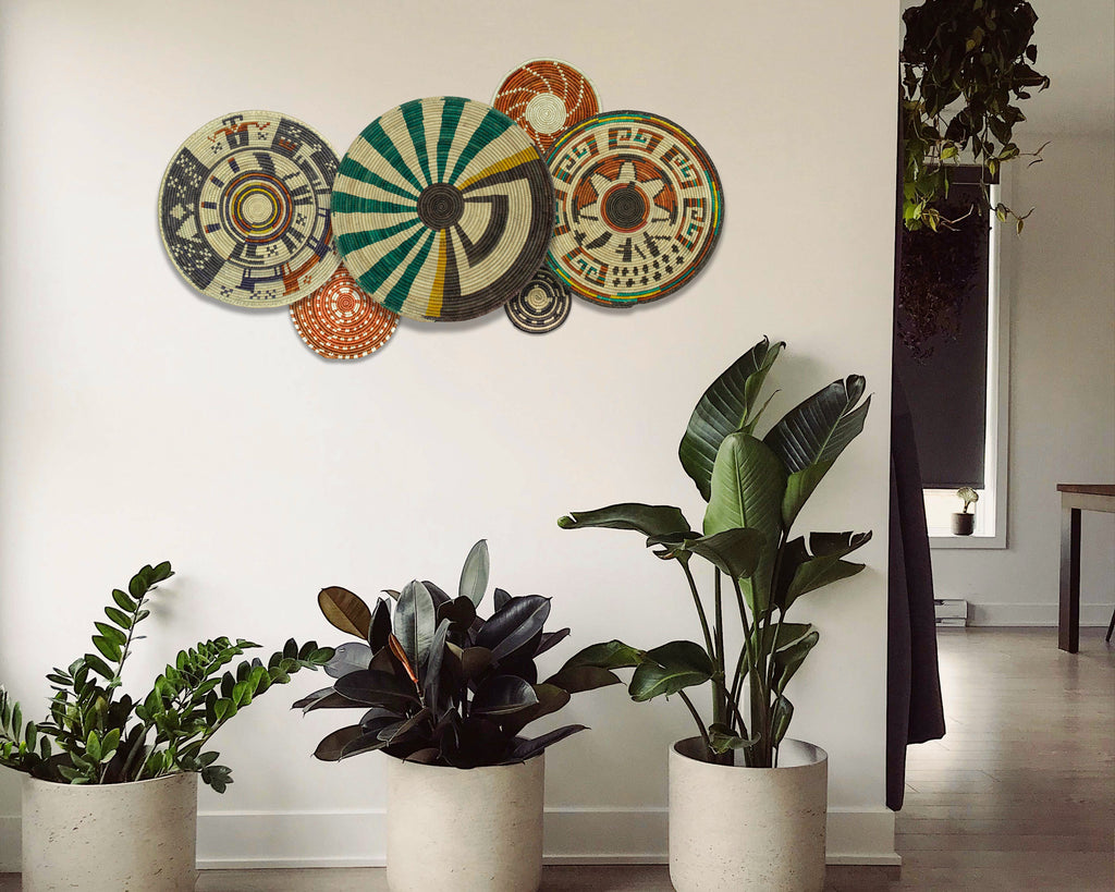 Set of 6 Handwoven wall baskets SET-297-6 N