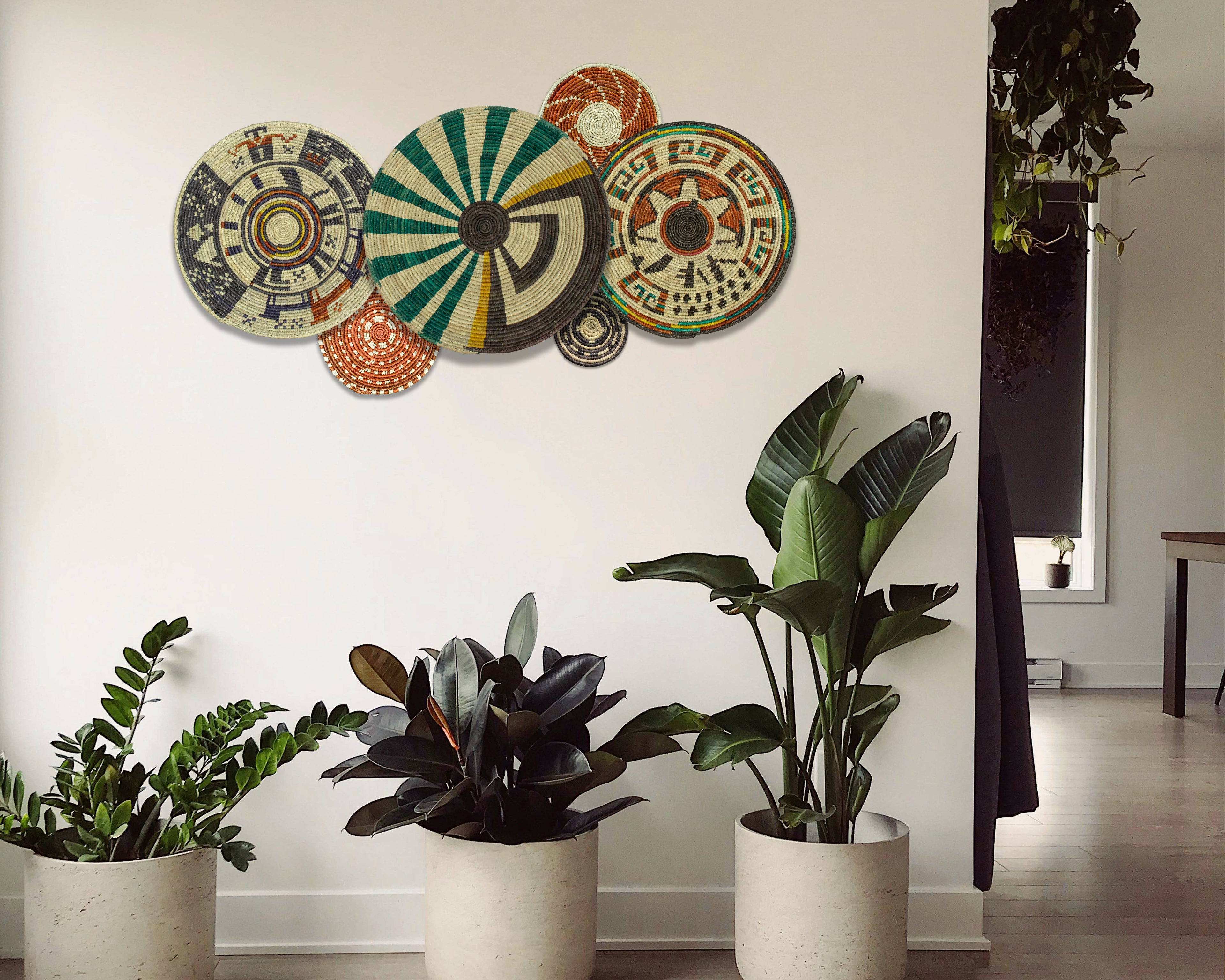 Set of 6 Handwoven wall baskets SET-297-6 N