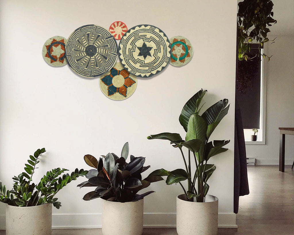 Set of 6 Handwoven wall baskets SET-294-6 N