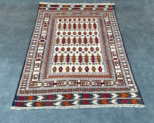 Mashwani Berjesta Afghan Wool Kilim - 6x4 ft BJ-140-24