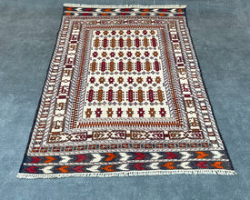 Mashwani Berjesta Afghan Wool Kilim - 6x4 ft