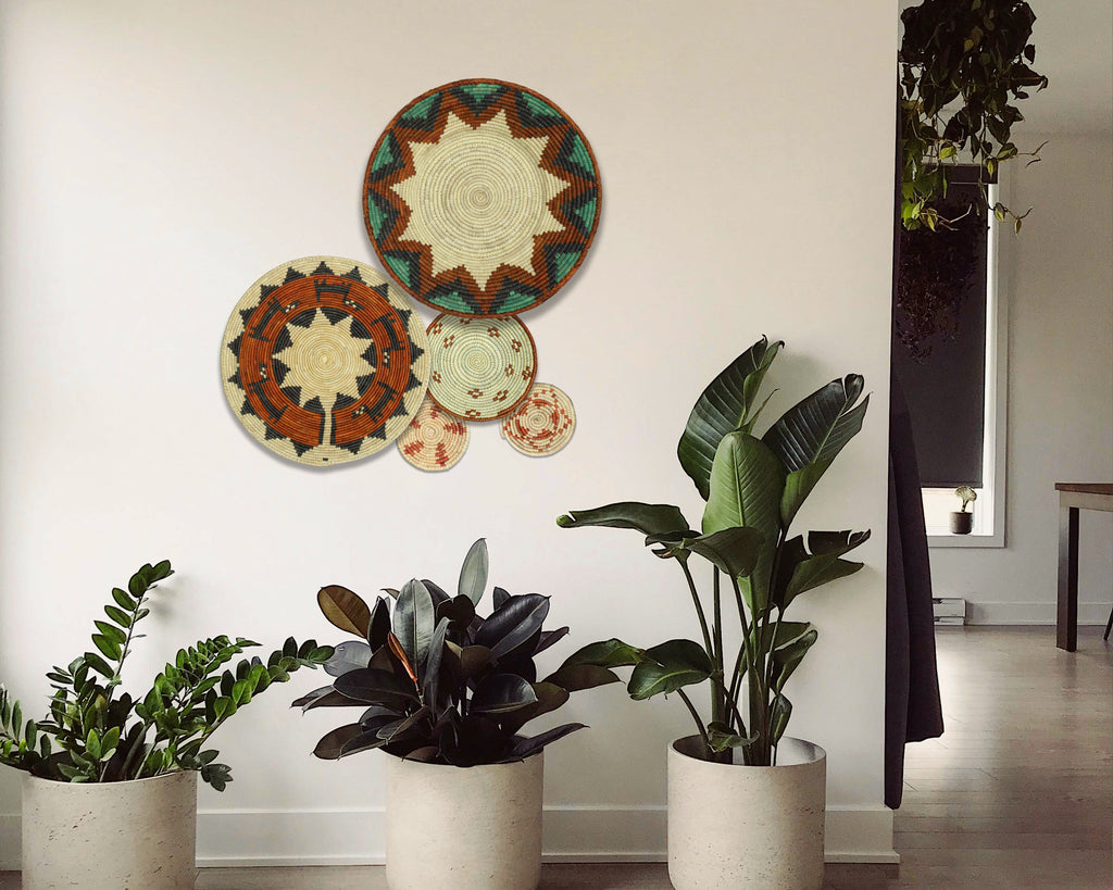 Set of 5 Handwoven wall baskets SET-71-5 N