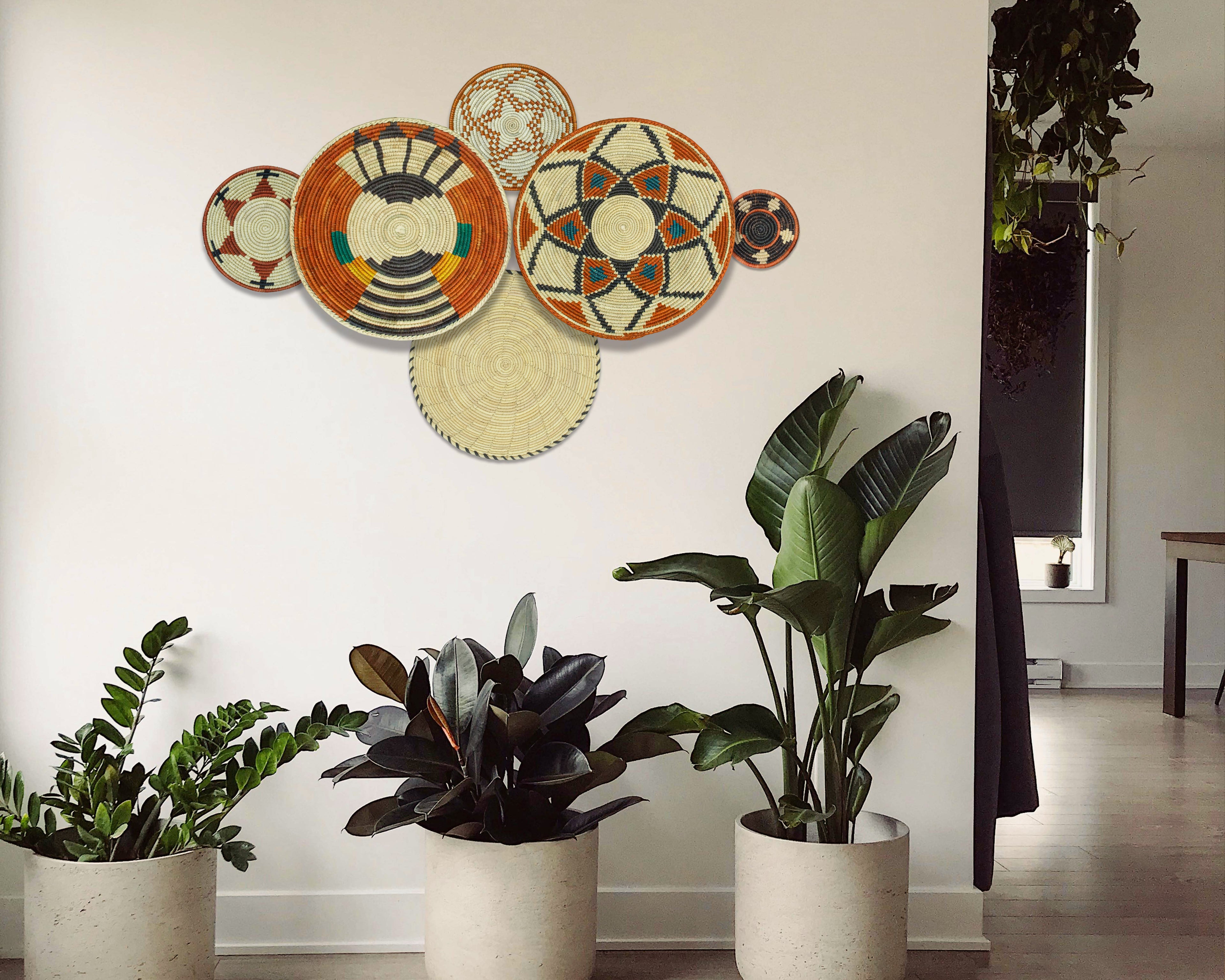 Set of 6 Handwoven wall baskets SET-398-6 N