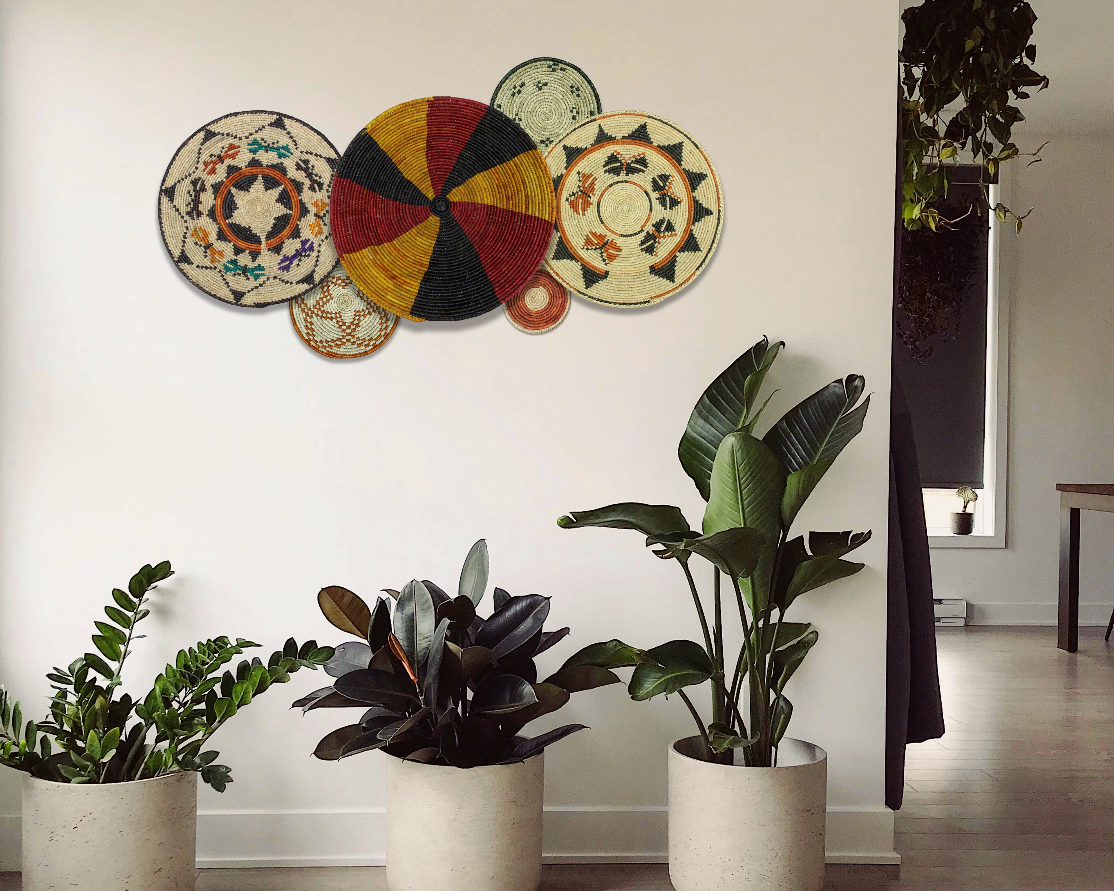 Set of 6 Handwoven wall baskets SET-298-6 N