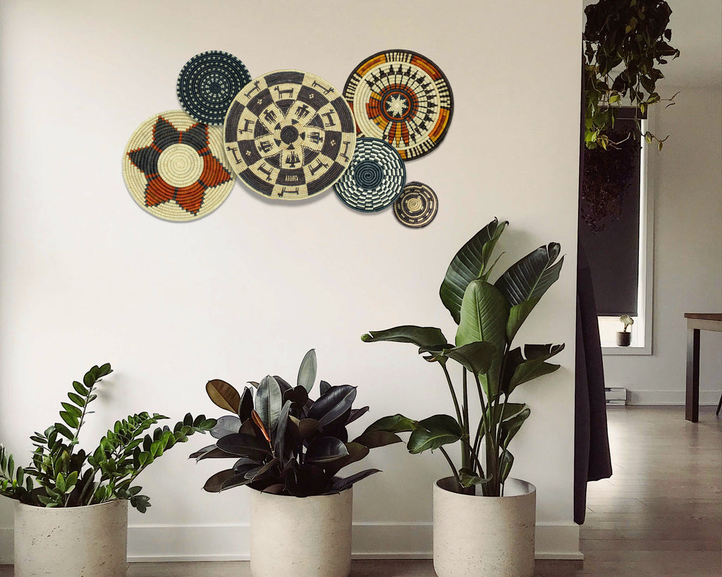 Set of 6 Handwoven wall baskets SET-393-6 N