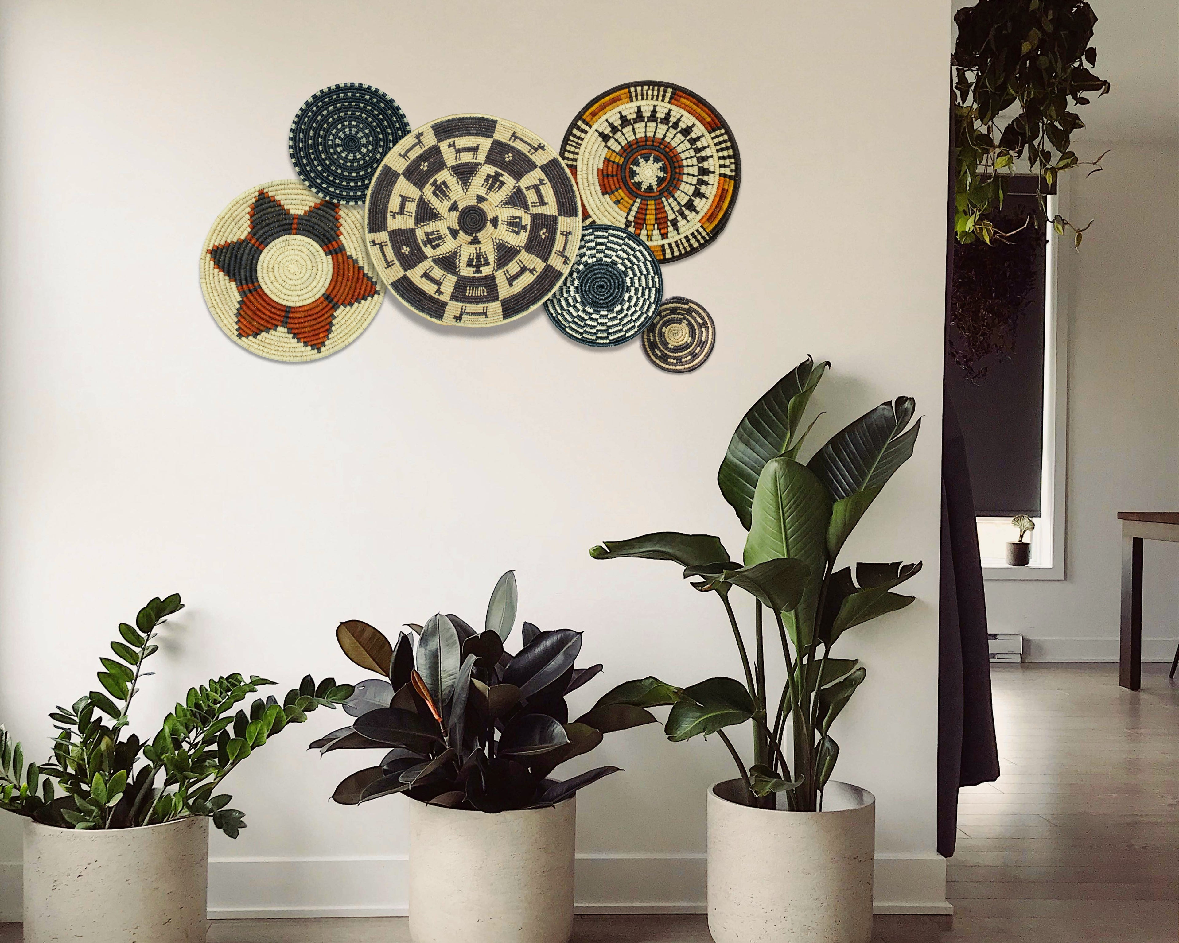 Set of 6 Handwoven wall baskets SET-393-6 N