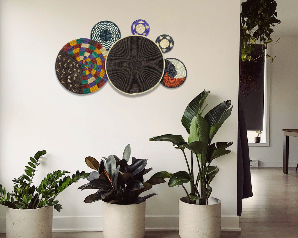 Set of 6 Handwoven wall baskets SET-377-6 N