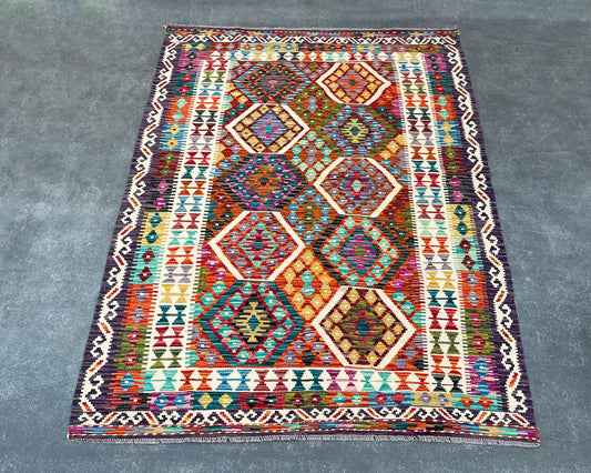 Afghan Maimana Wool Kilim - 7x5 ft KL-169-35