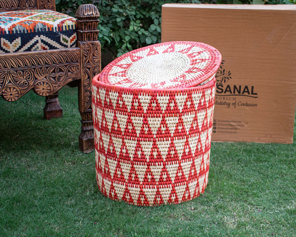 Multi Pyramids Red Large Storage Laundry Basket BL-1212-16