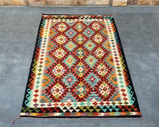 Afghan Maimana Wool Kilim - 7x5 ft KL-167-35