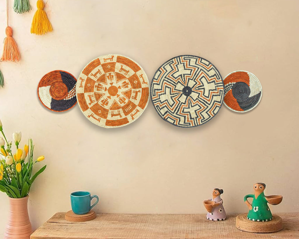 Set of 4 Handwoven wall baskets SET-229-4 N