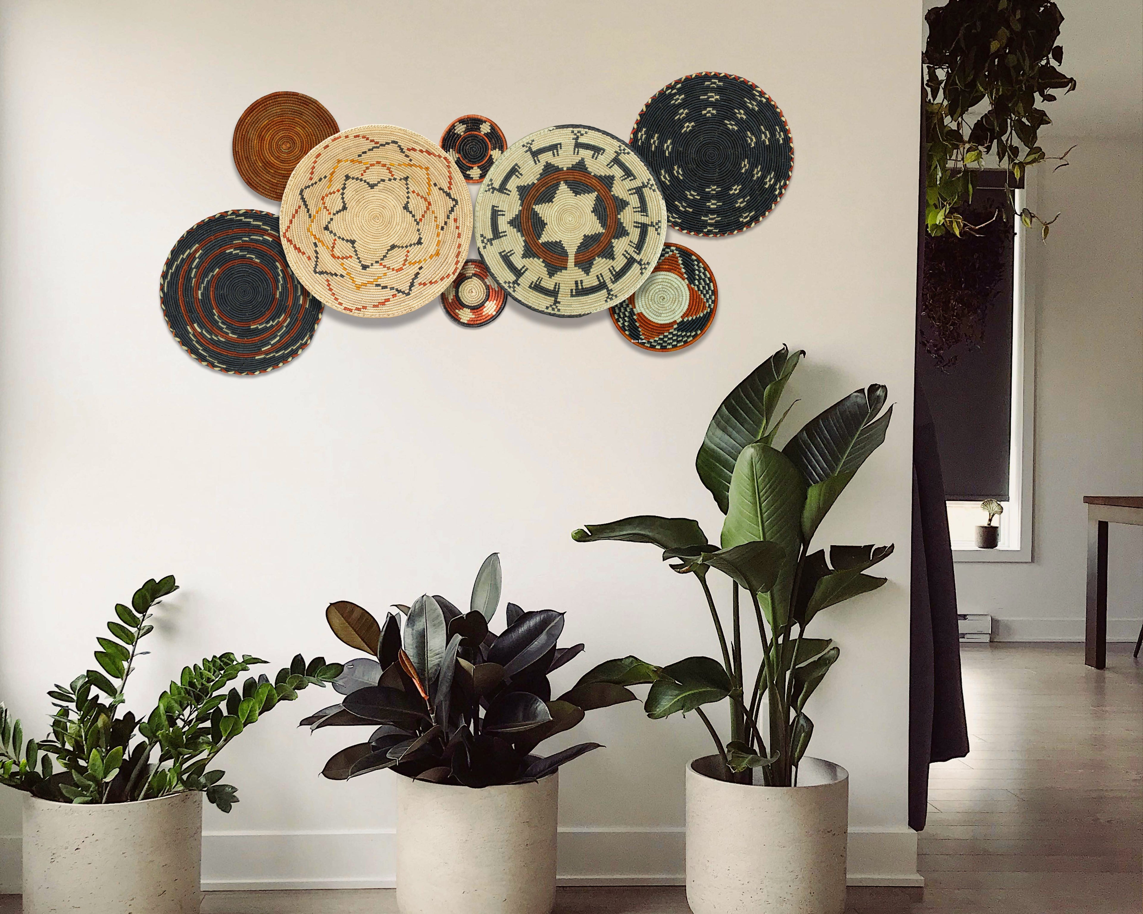 Set of 8 Handwoven wall baskets SET-251-8 N