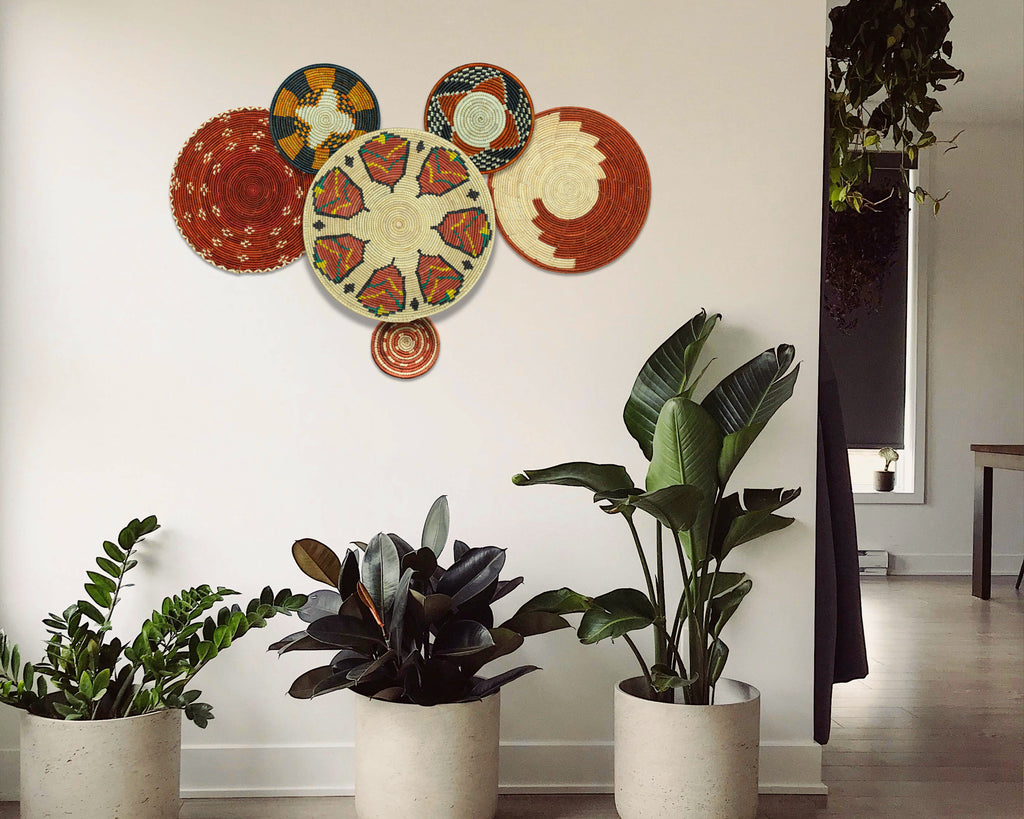 Set of 6 Handwoven wall baskets SET-388-6 N