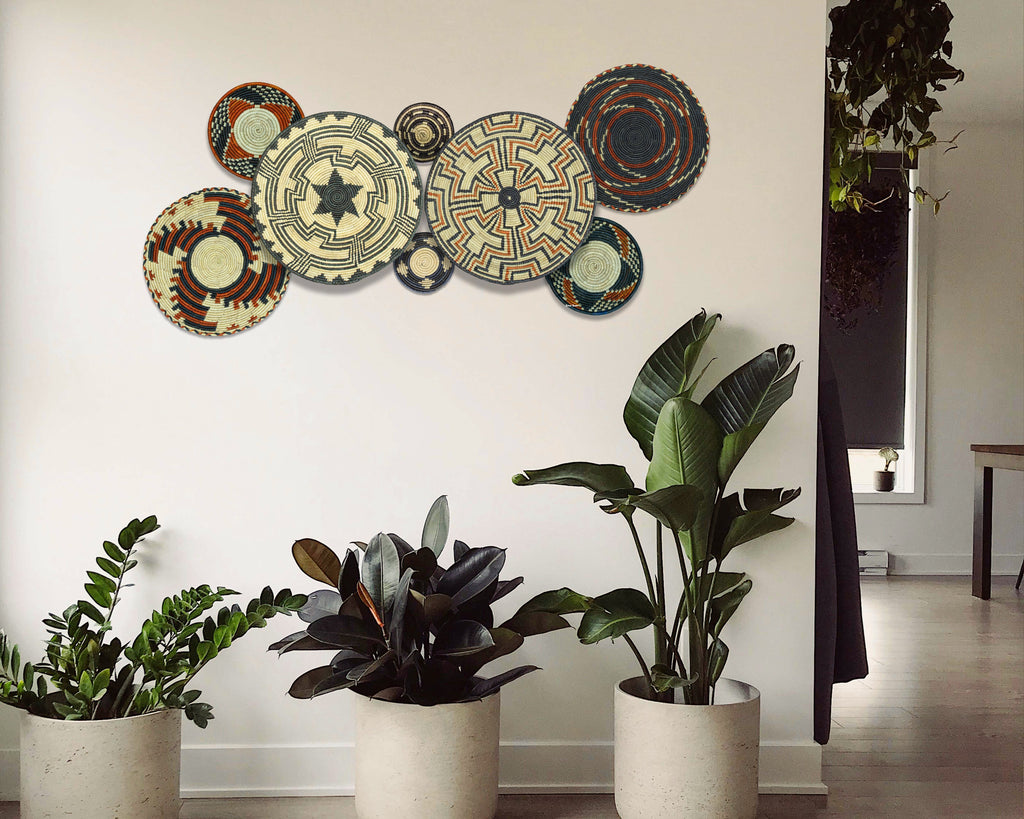 Set of 8 Handwoven wall baskets SET-254-8 N