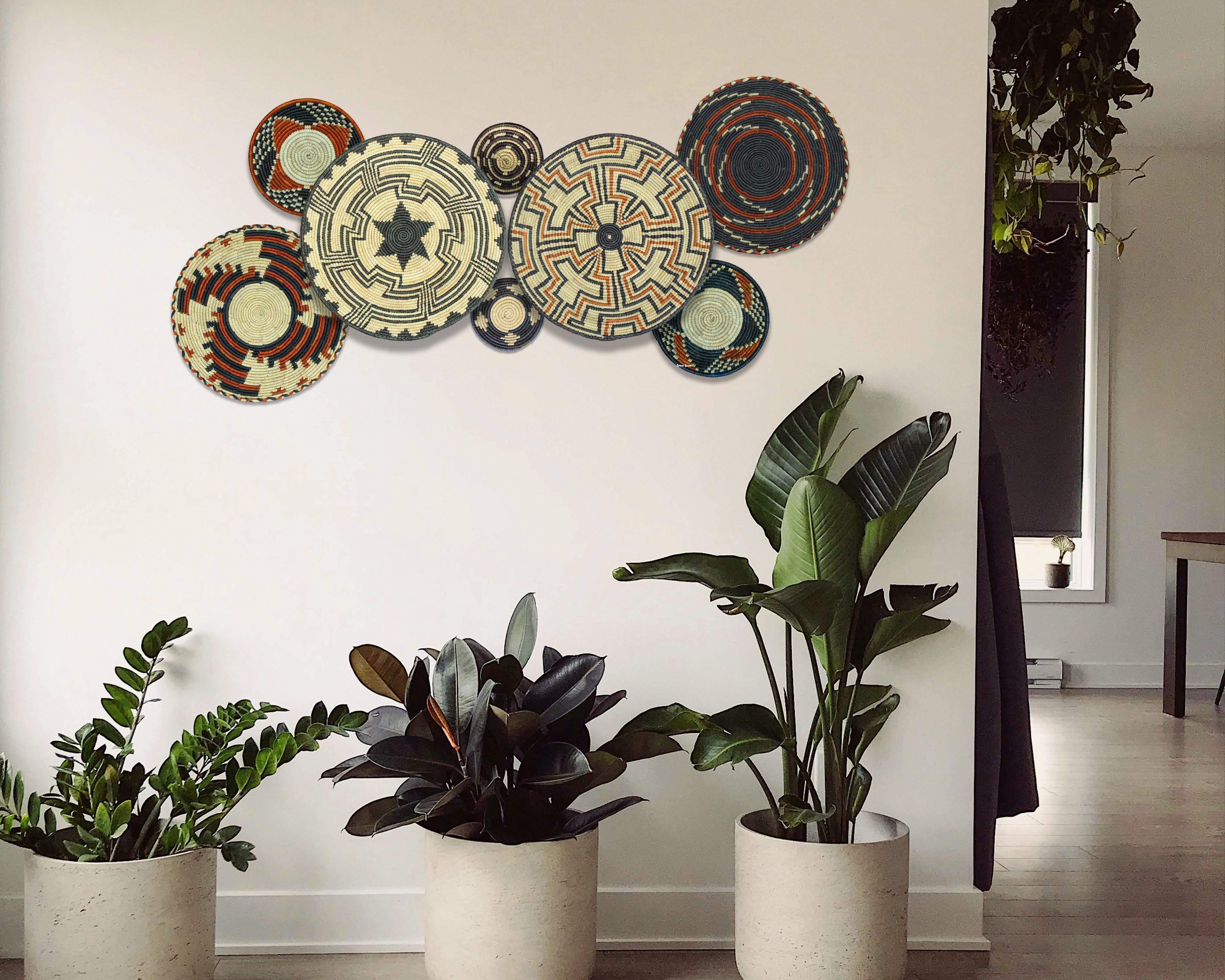 Set of 8 Handwoven wall baskets SET-254-8 N