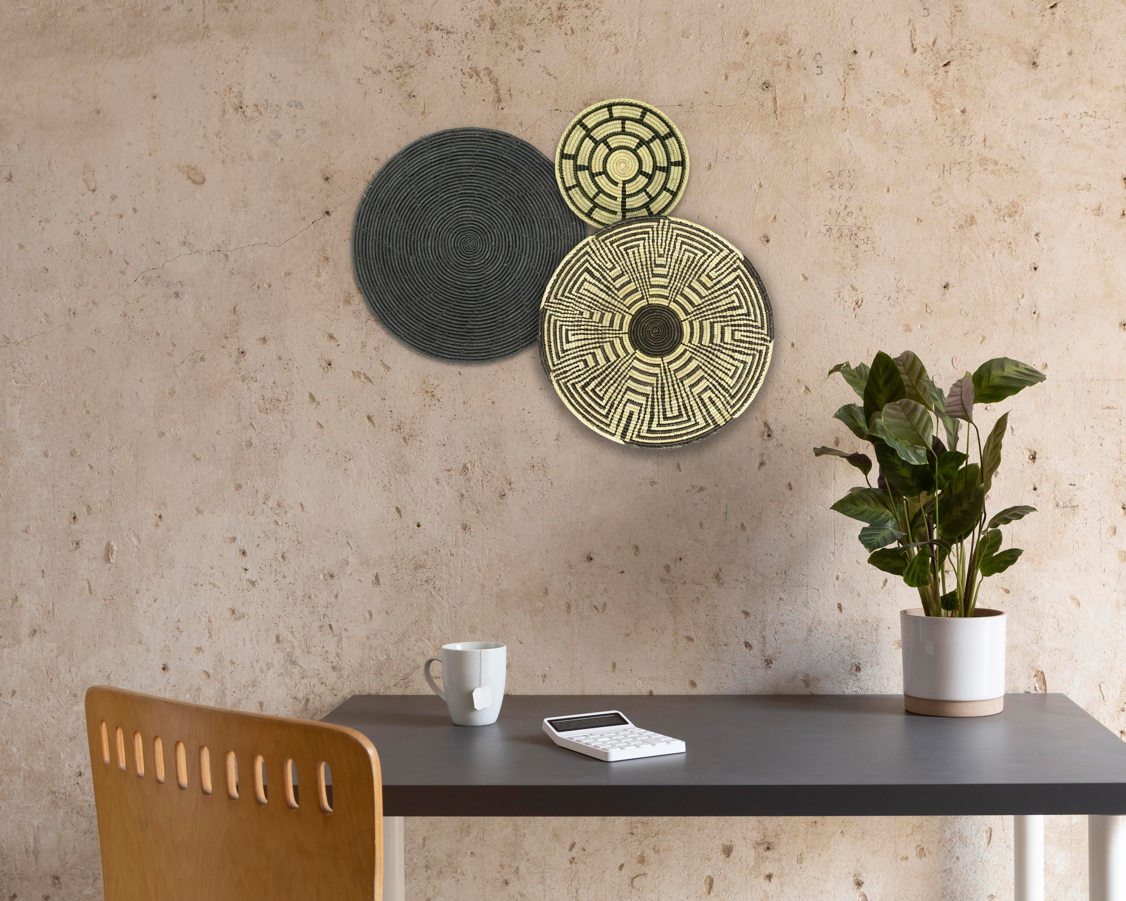 Set of 3 Handwoven wall baskets SET-207-3 N