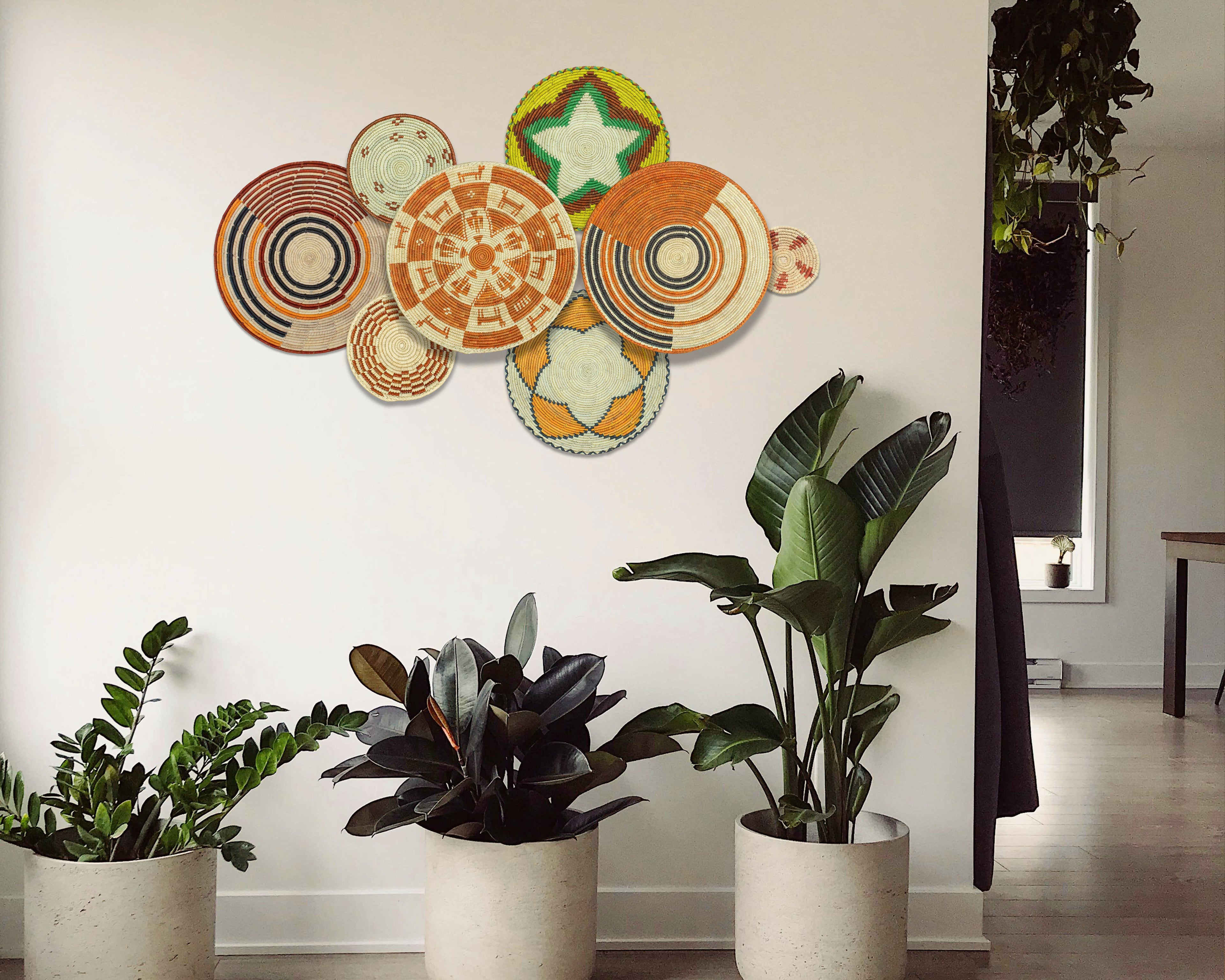 Set of 8 Handwoven wall baskets SET-347-8 N