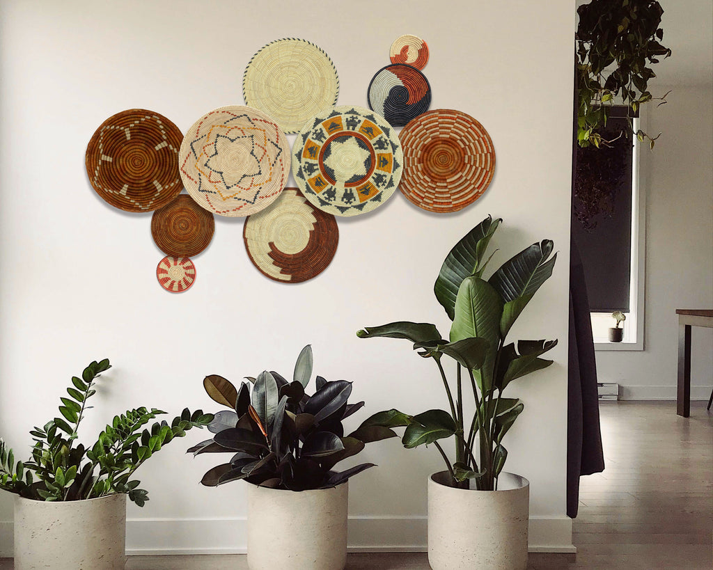 Set of 10 Handwoven wall baskets SET-407-10 N