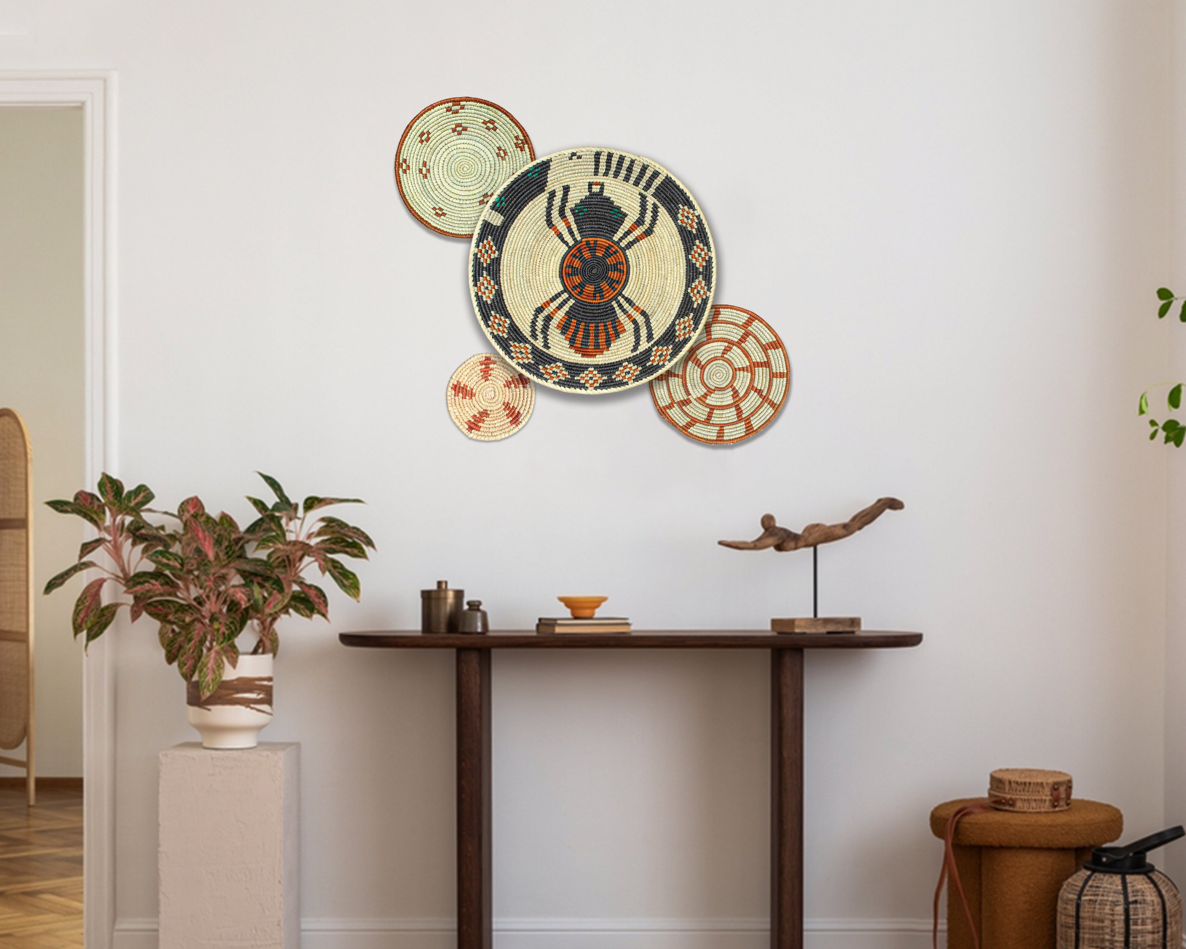 Set of 4 Handwoven wall baskets SET-235-4 N