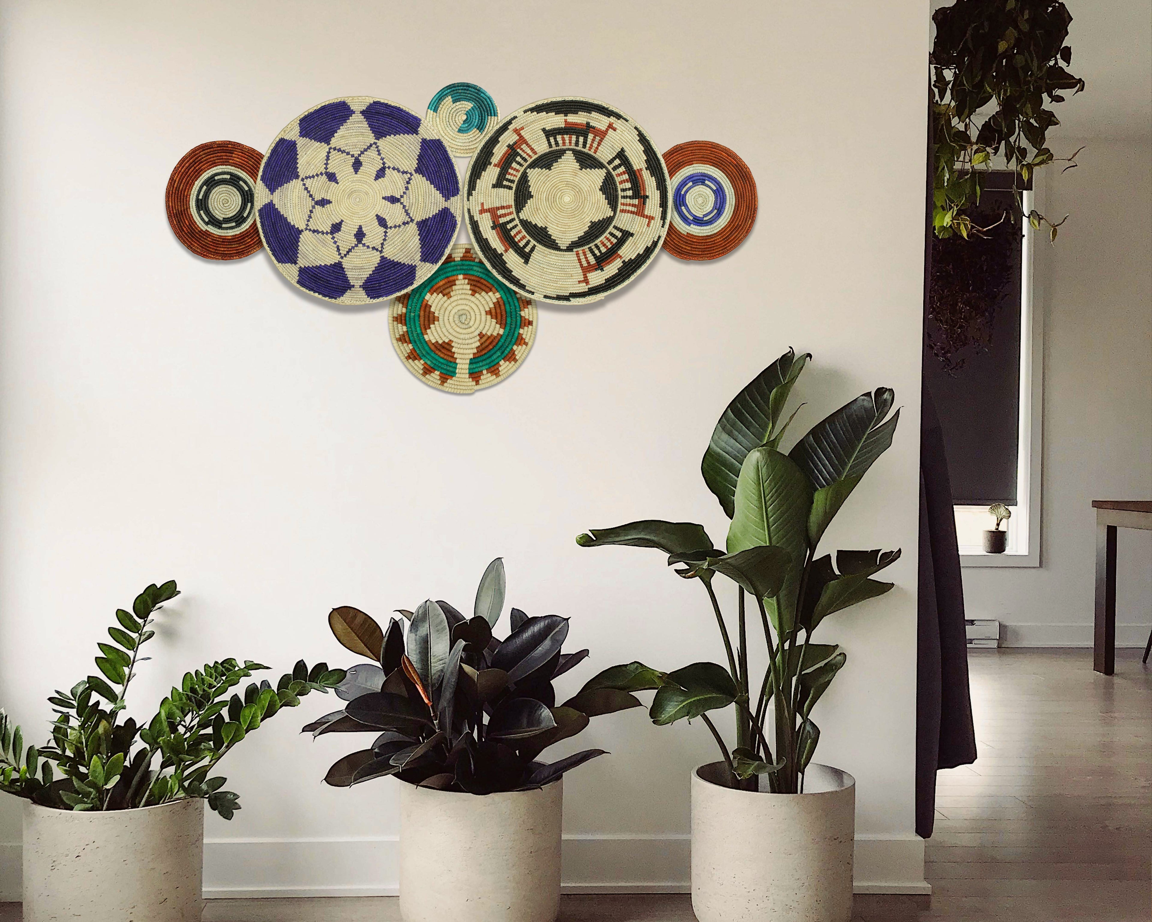 Set of 6 Handwoven wall baskets SET-293-6 N