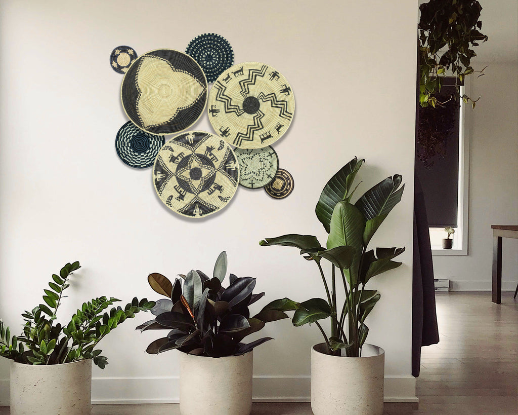 Set of 8 Handwoven wall baskets SET-366-8 N