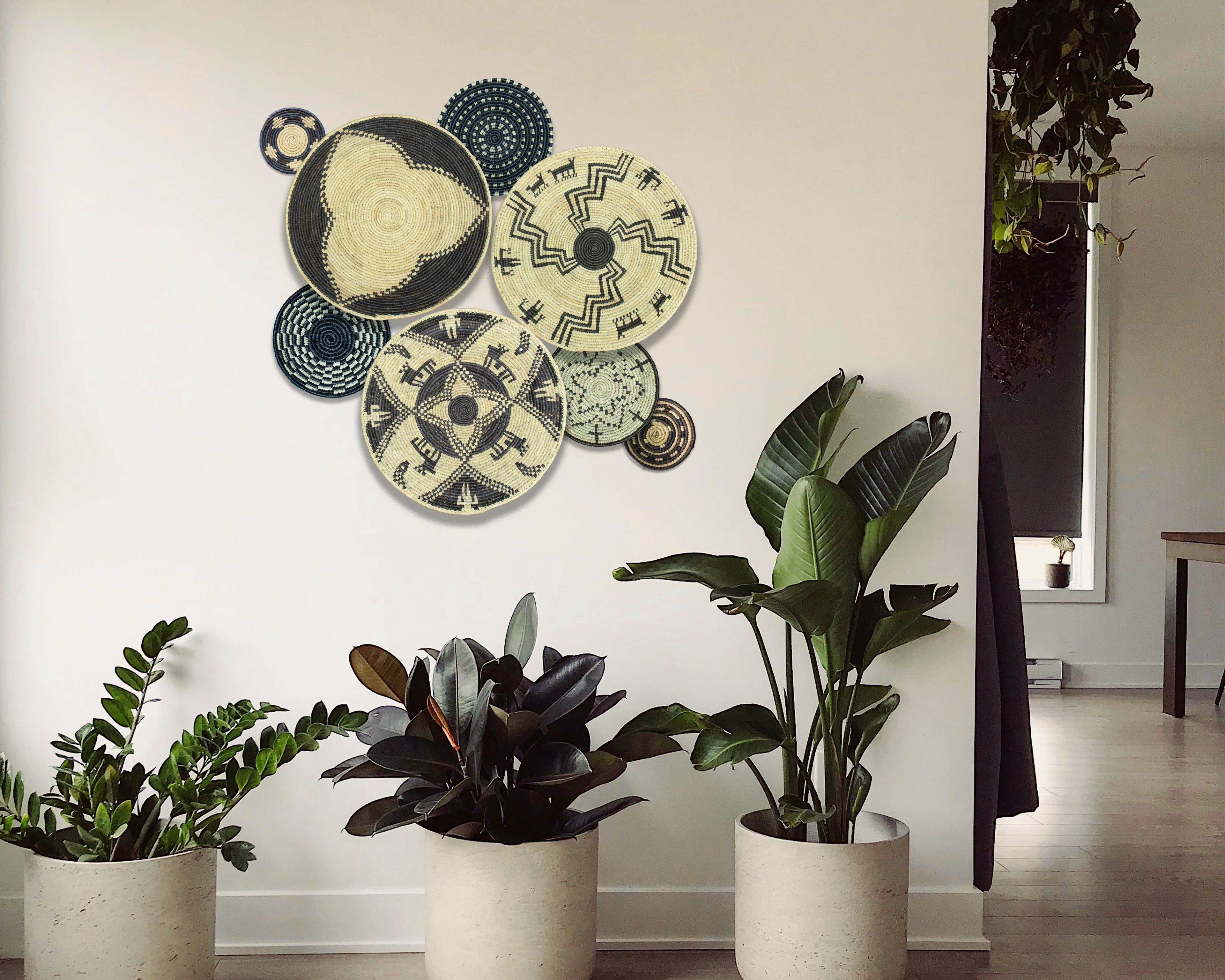 Set of 8 Handwoven wall baskets SET-366-8 N