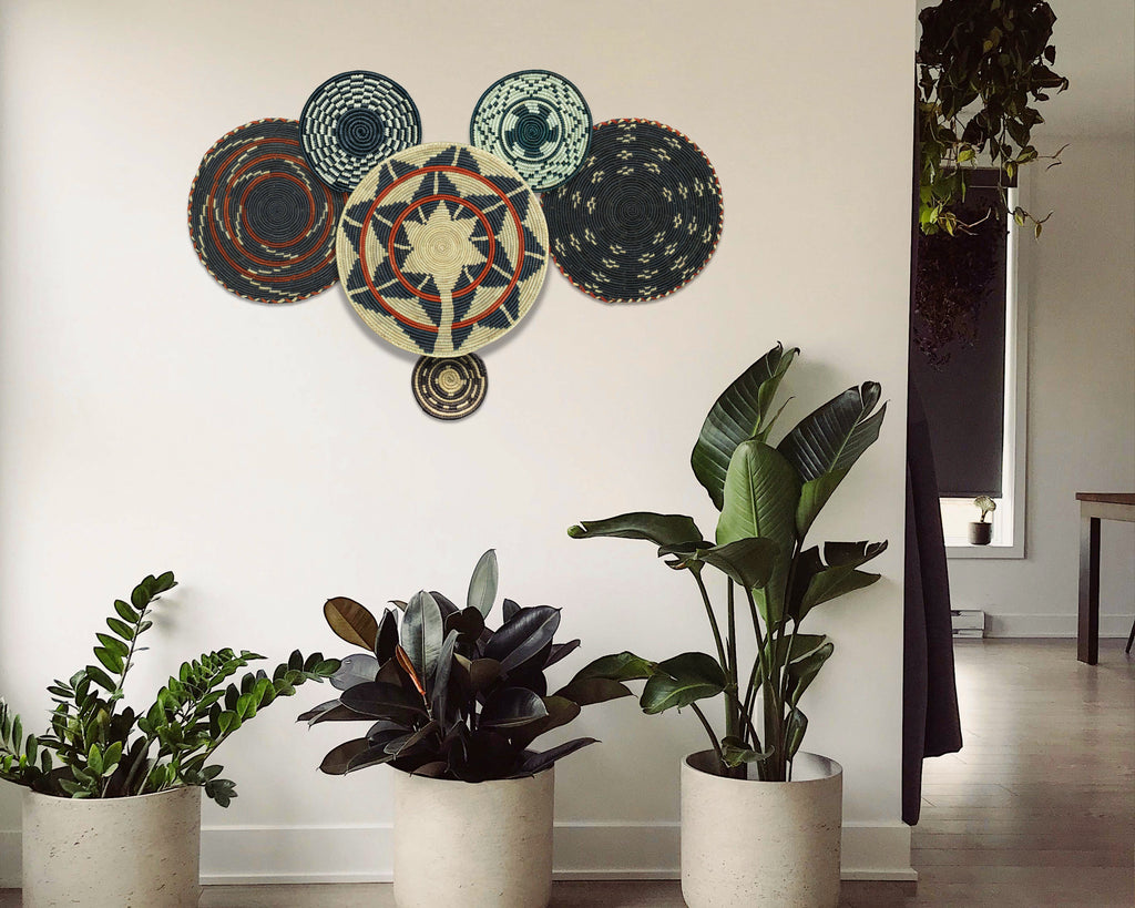 Set of 6 Handwoven wall baskets SET-387-6 N