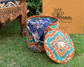 Waves Orange & Turquoise Large Storage Laundry Basket BL-1214-16