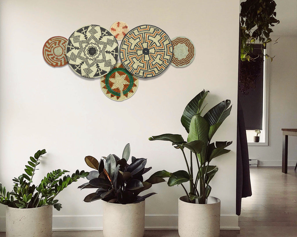 Set of 6 Handwoven wall baskets SET-295-6 N