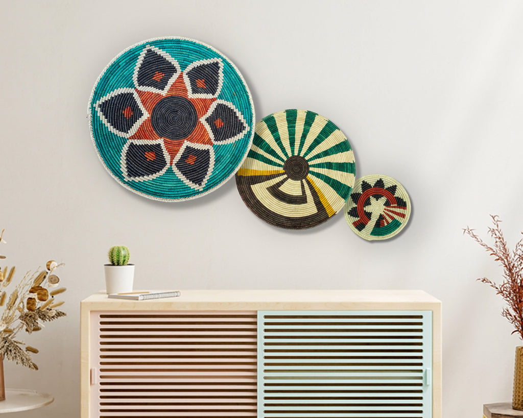 Set of 3 Handwoven wall baskets SET-206-3 N