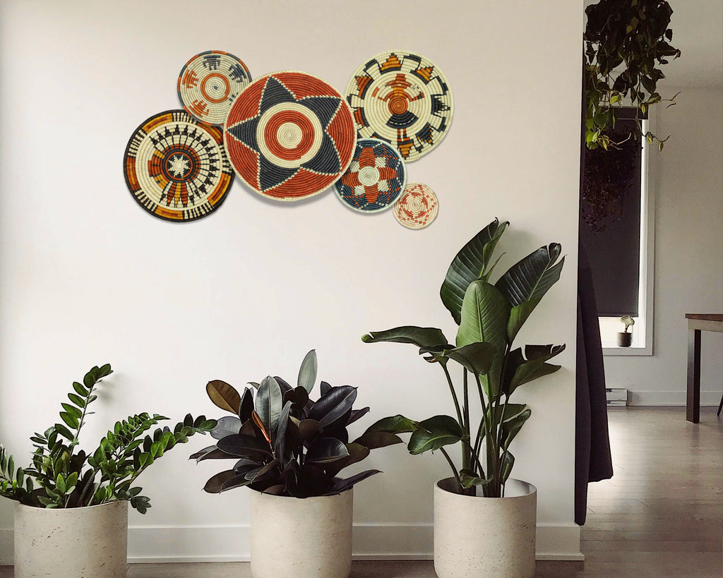 Set of 6 Handwoven wall baskets SET-391-6 N