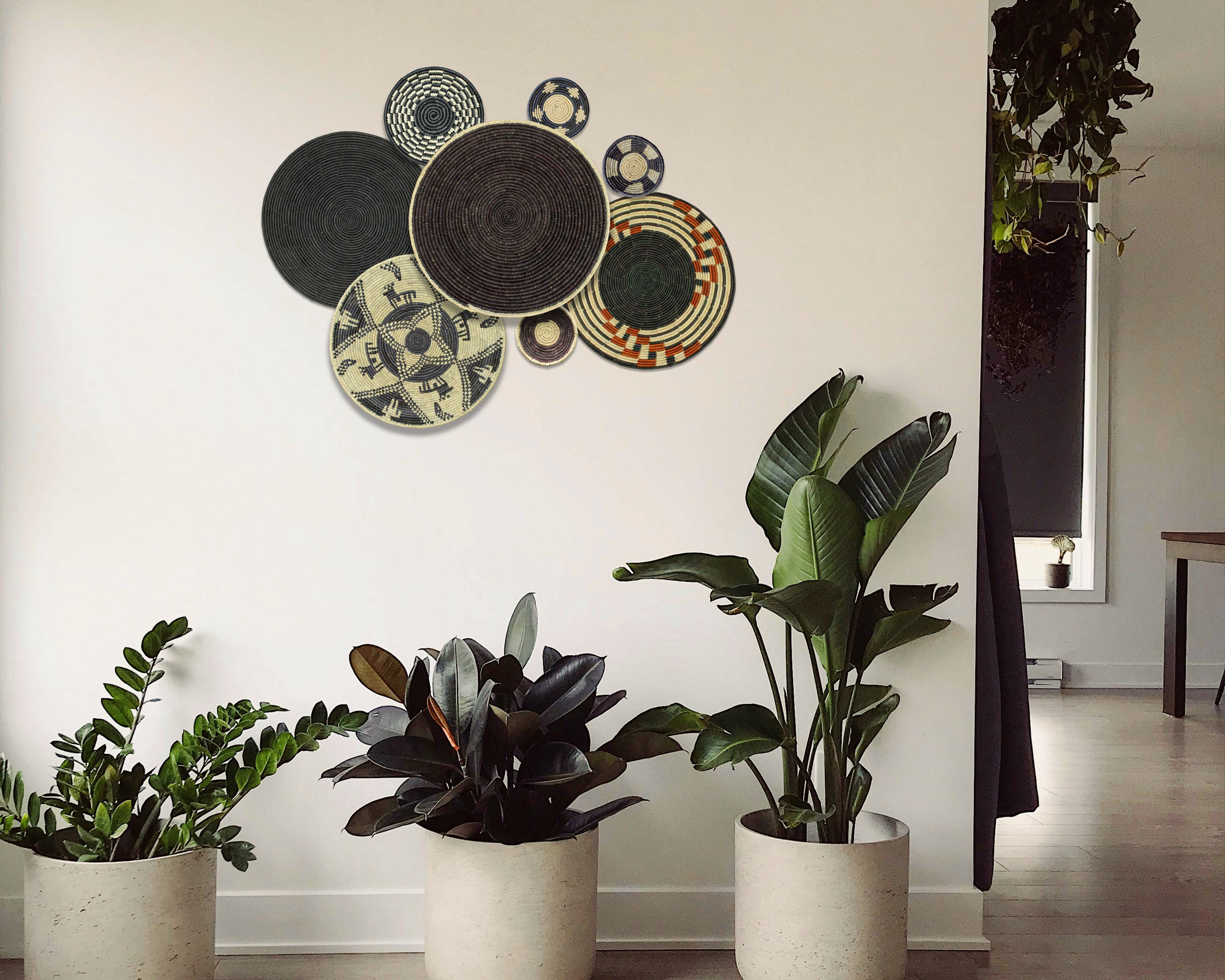 Set of 8 Handwoven wall baskets SET-336-8 N