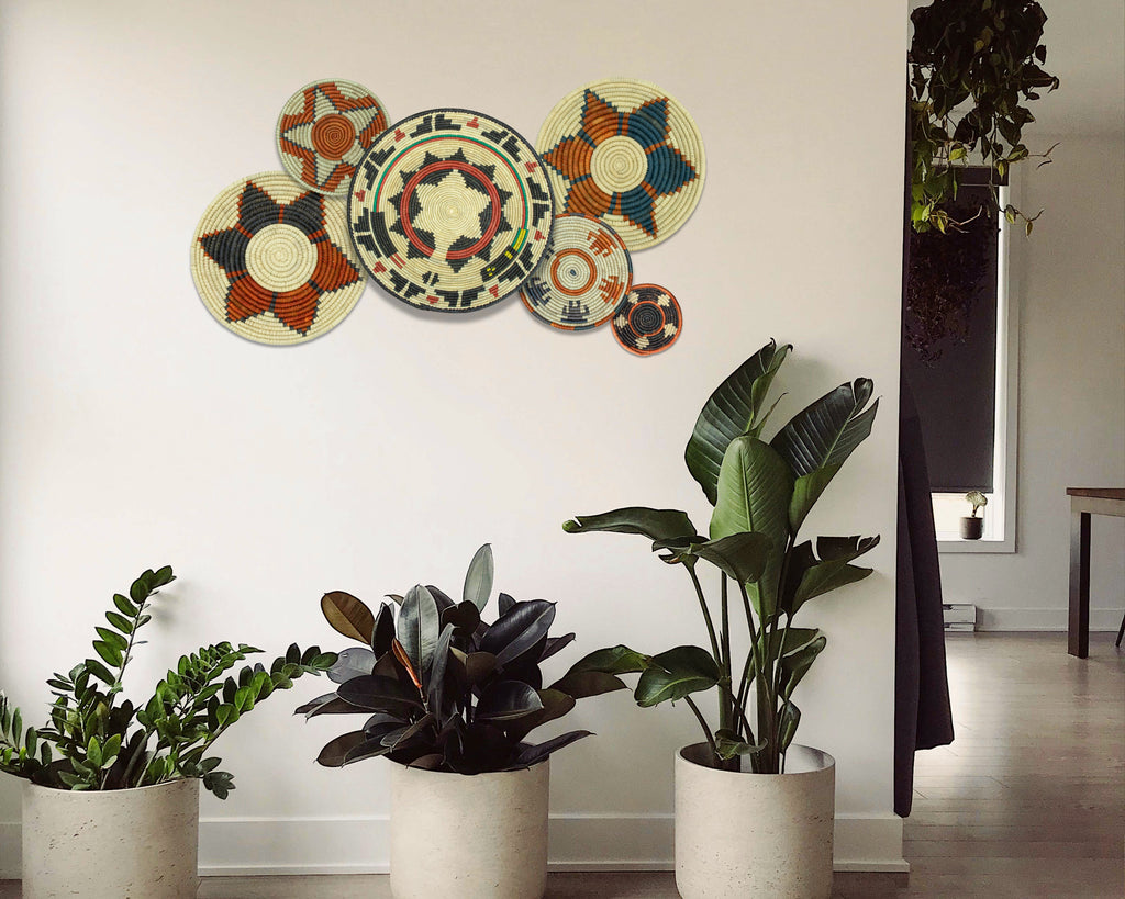 Set of 6 Handwoven wall baskets SET-394-6 N