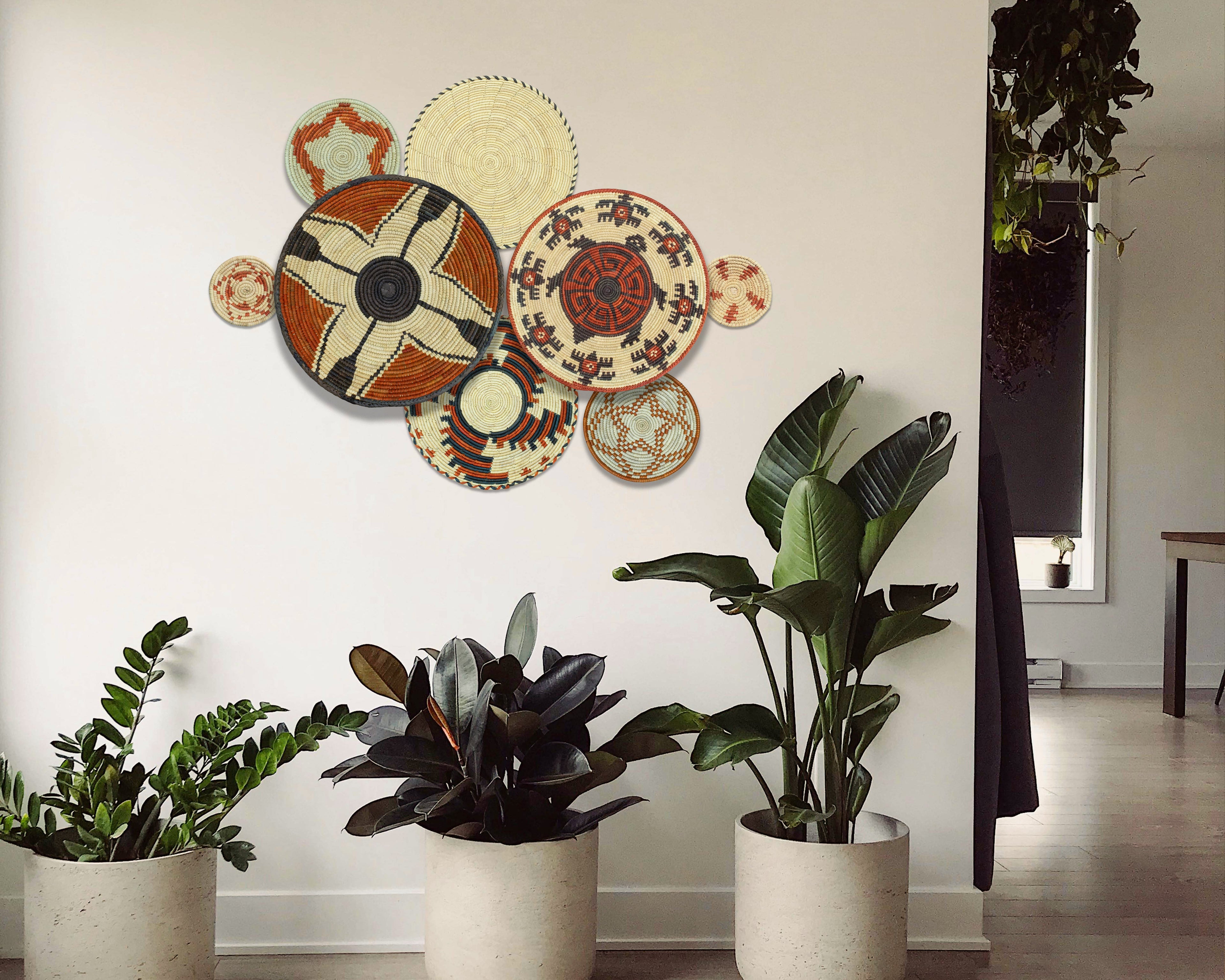 Set of 8 Handwoven wall baskets SET-358-8 N