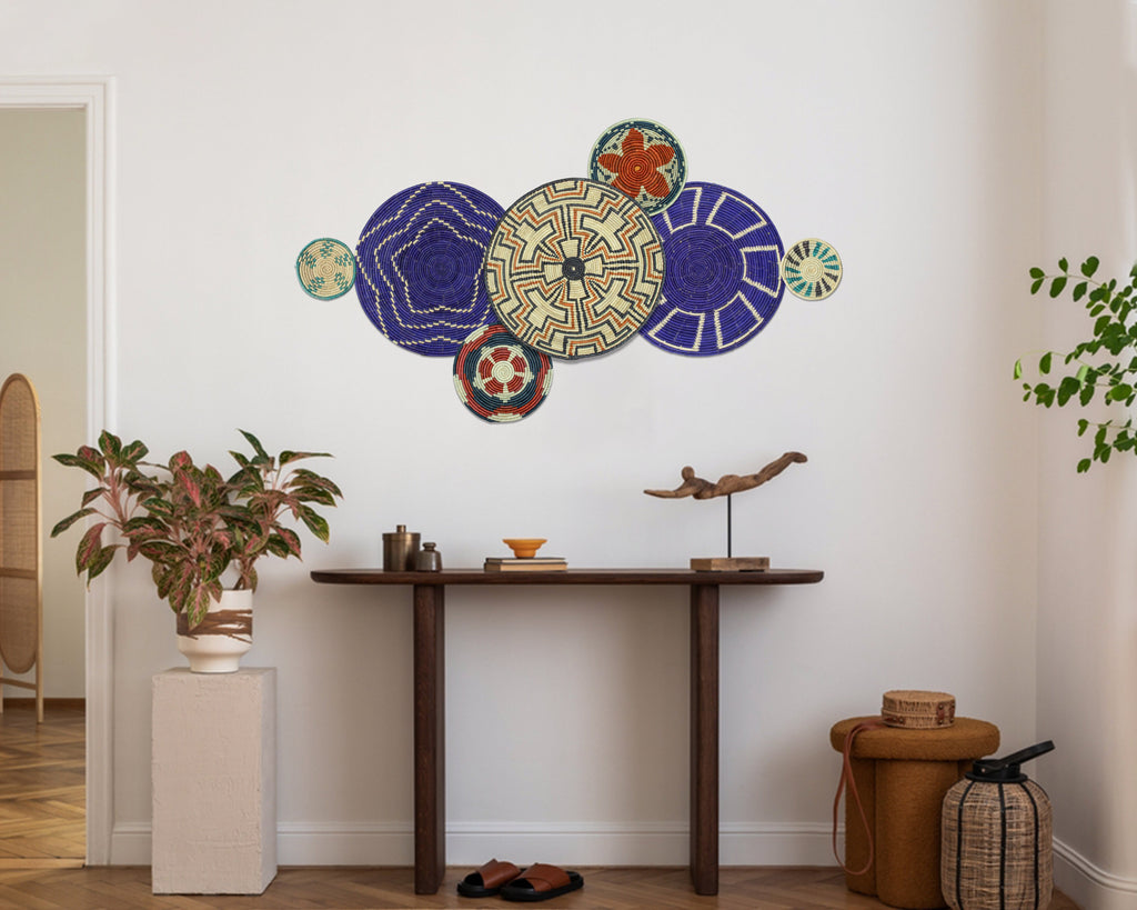 Set of 7 Handwoven wall baskets Set 310-7-N