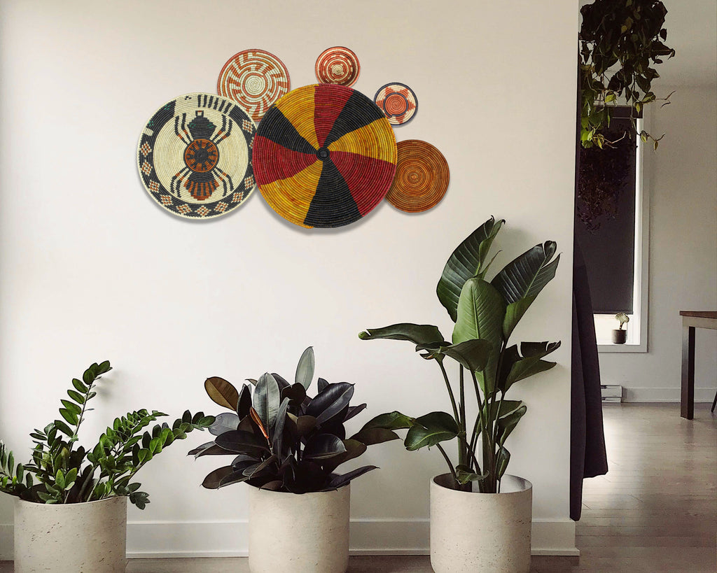 Set of 6 Handwoven wall baskets SET-375-6 N