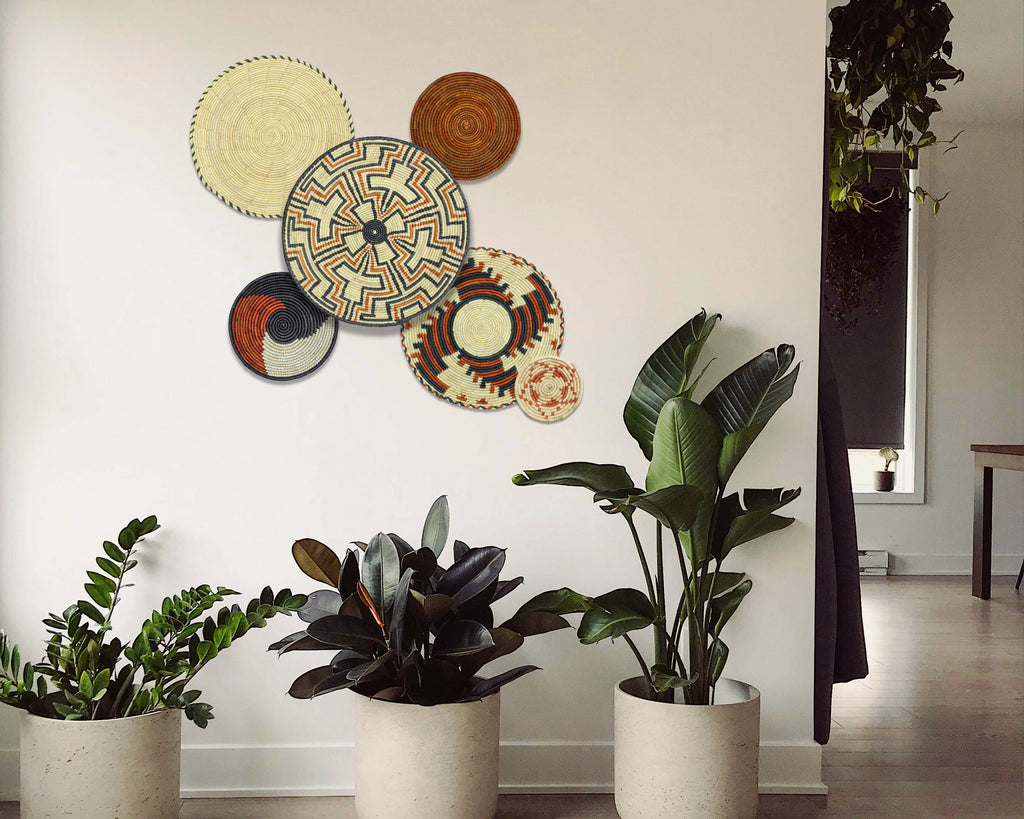 Set of 6 Handwoven wall baskets SET-373-6 N